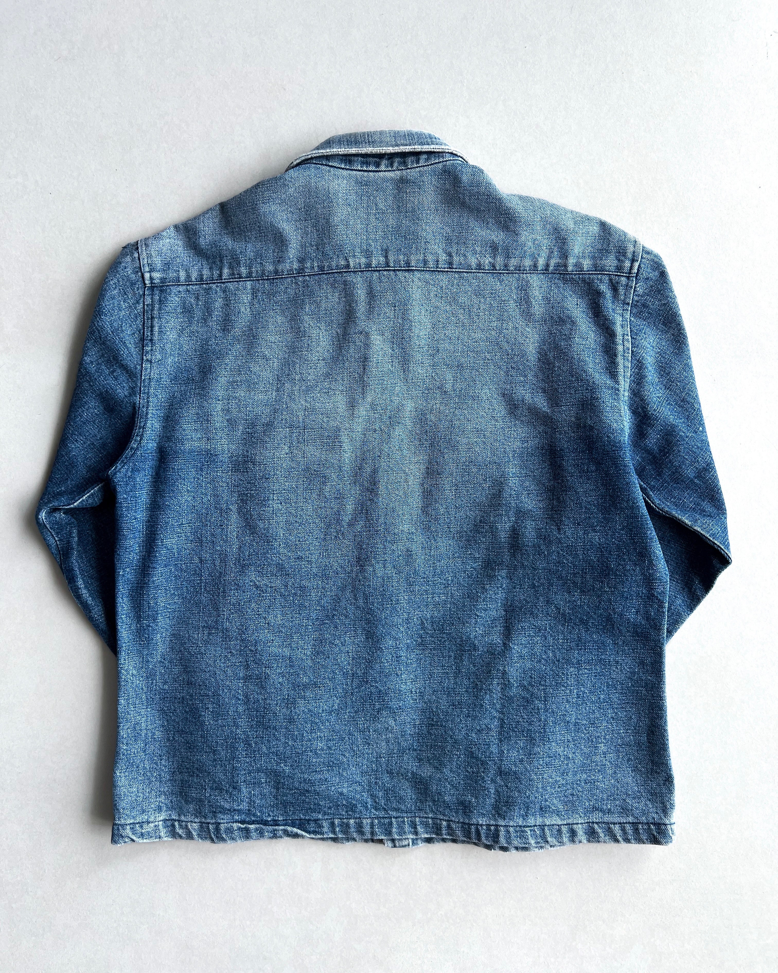 1980S FADED LEE EMBROIDERED DENIM SHIRT (M)
