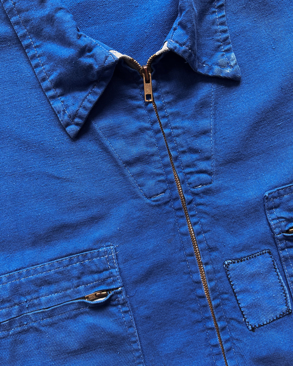 1970S INDIGO FRENCH CYCLIST WORK JACKET (L)