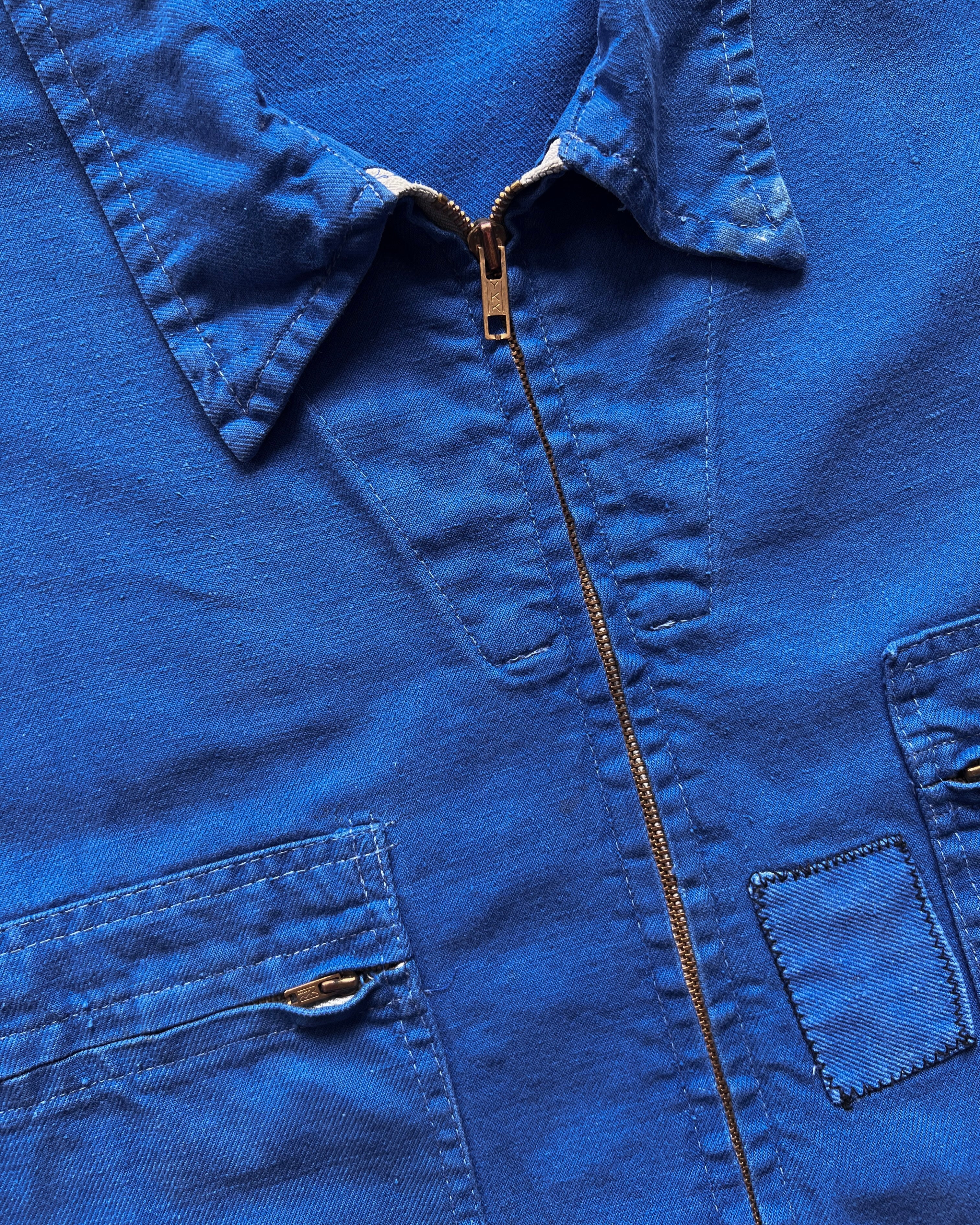 1970S INDIGO FRENCH CYCLIST WORK JACKET (L)