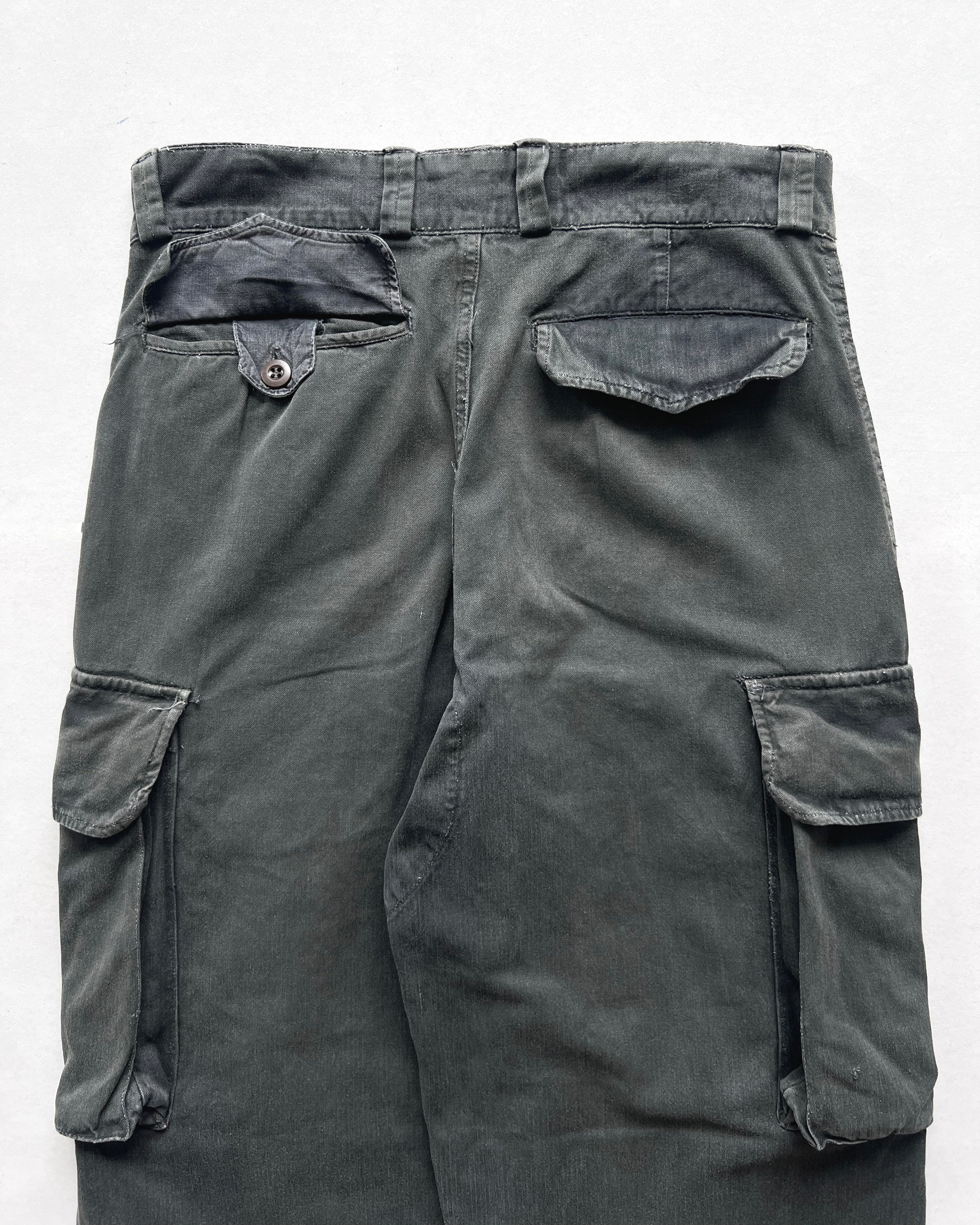 1960S OVERDYED FRENCH M-47 ARMY CARGO TROUSERS (31)