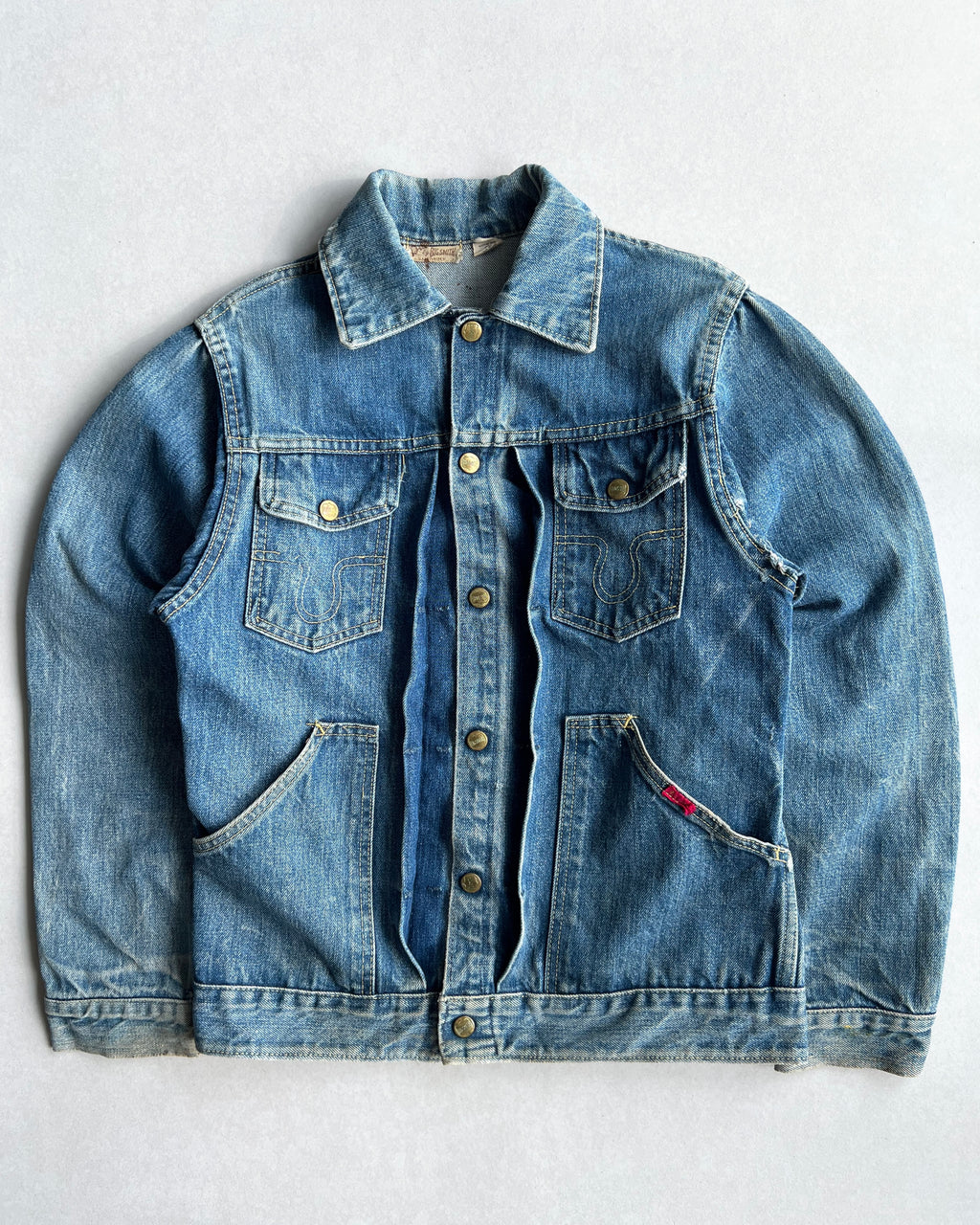 1960S FADED WASHED BIG SMITH DENIM JACKET (S/M)