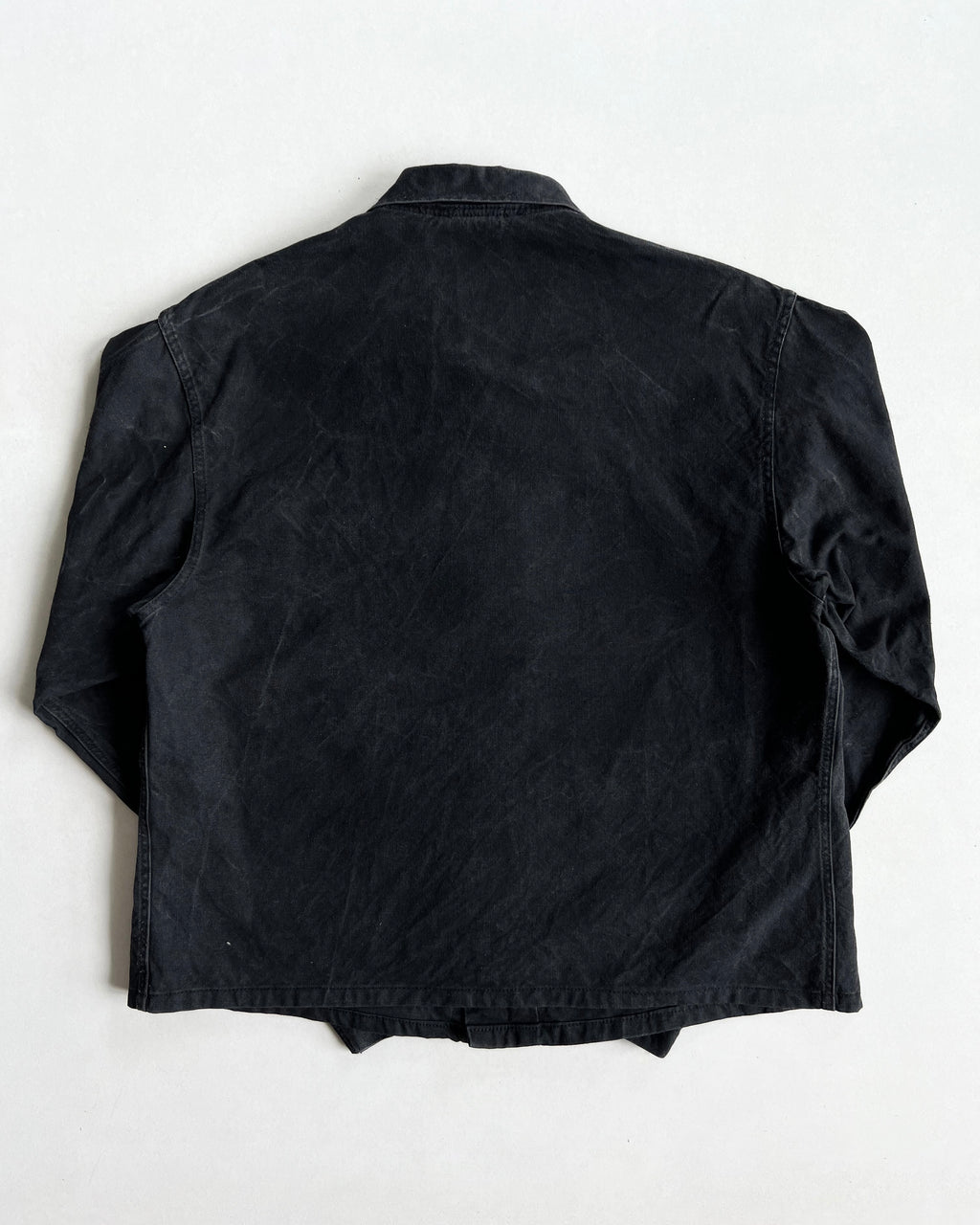 1960S FADED BLACK GERMAN ARMY SHIRT JACKET (L)