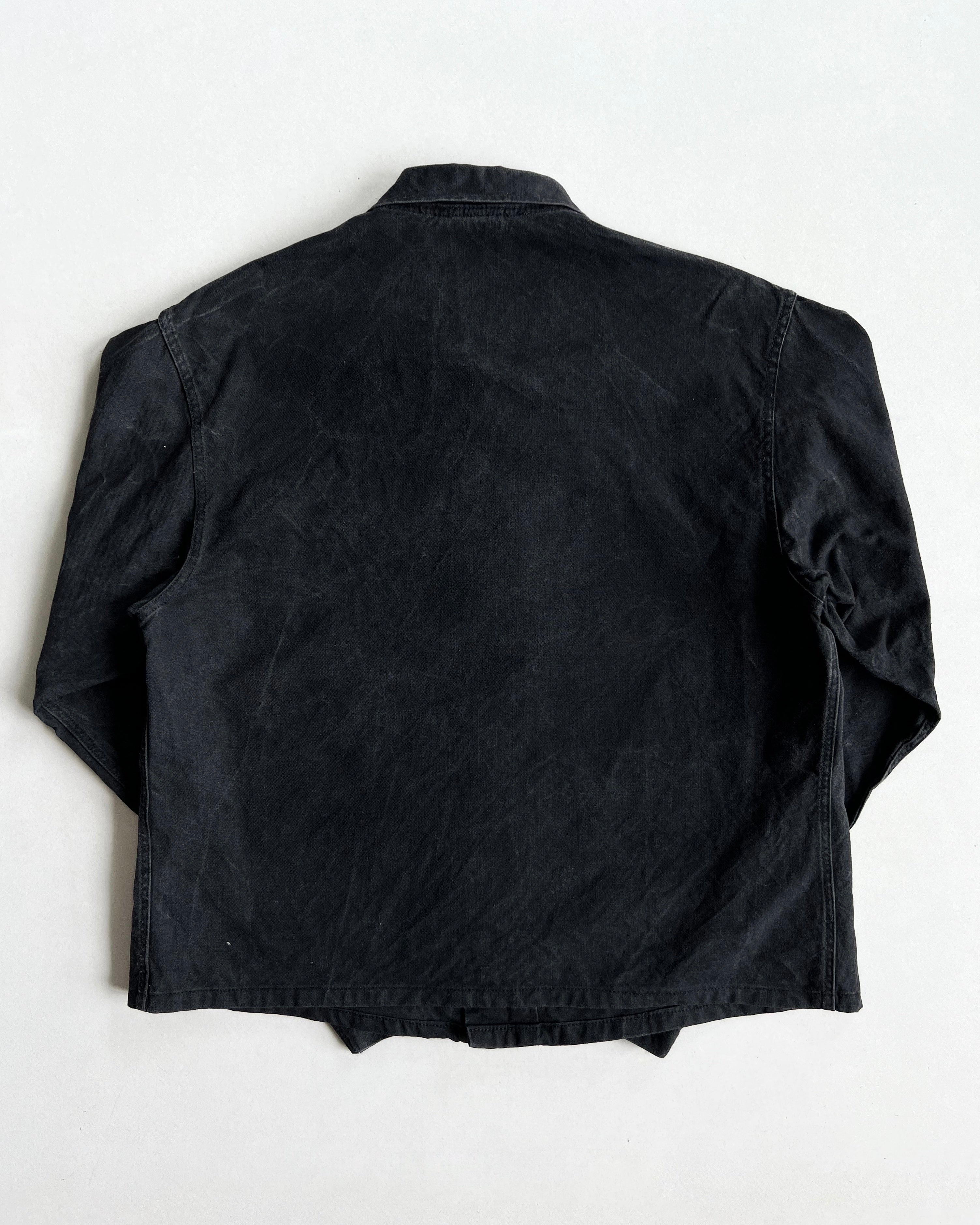 1960S FADED BLACK GERMAN ARMY SHIRT JACKET (L)