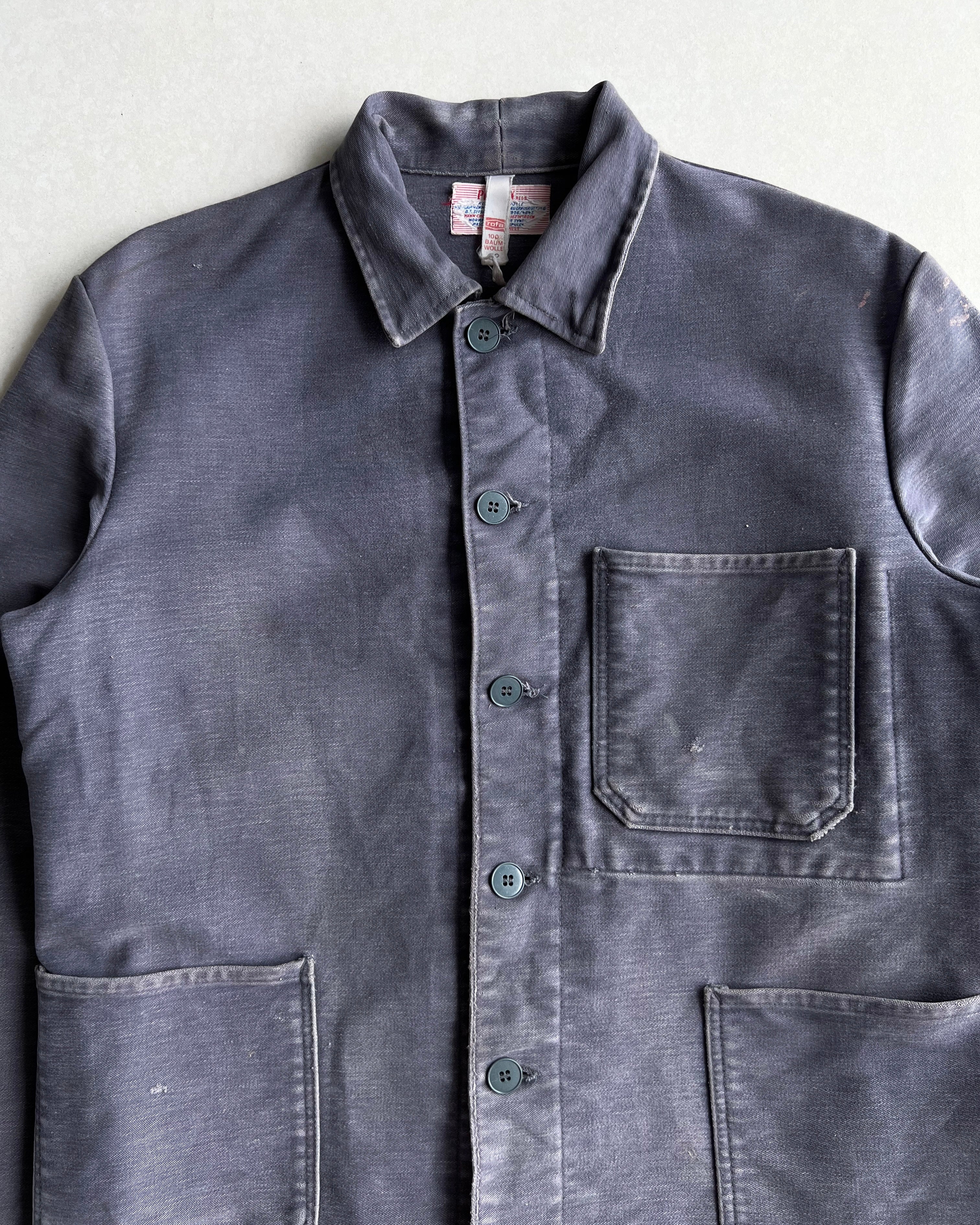1960S FADED GREY/PURPLE MOLESKN FRENCH WORKWEAR (L)