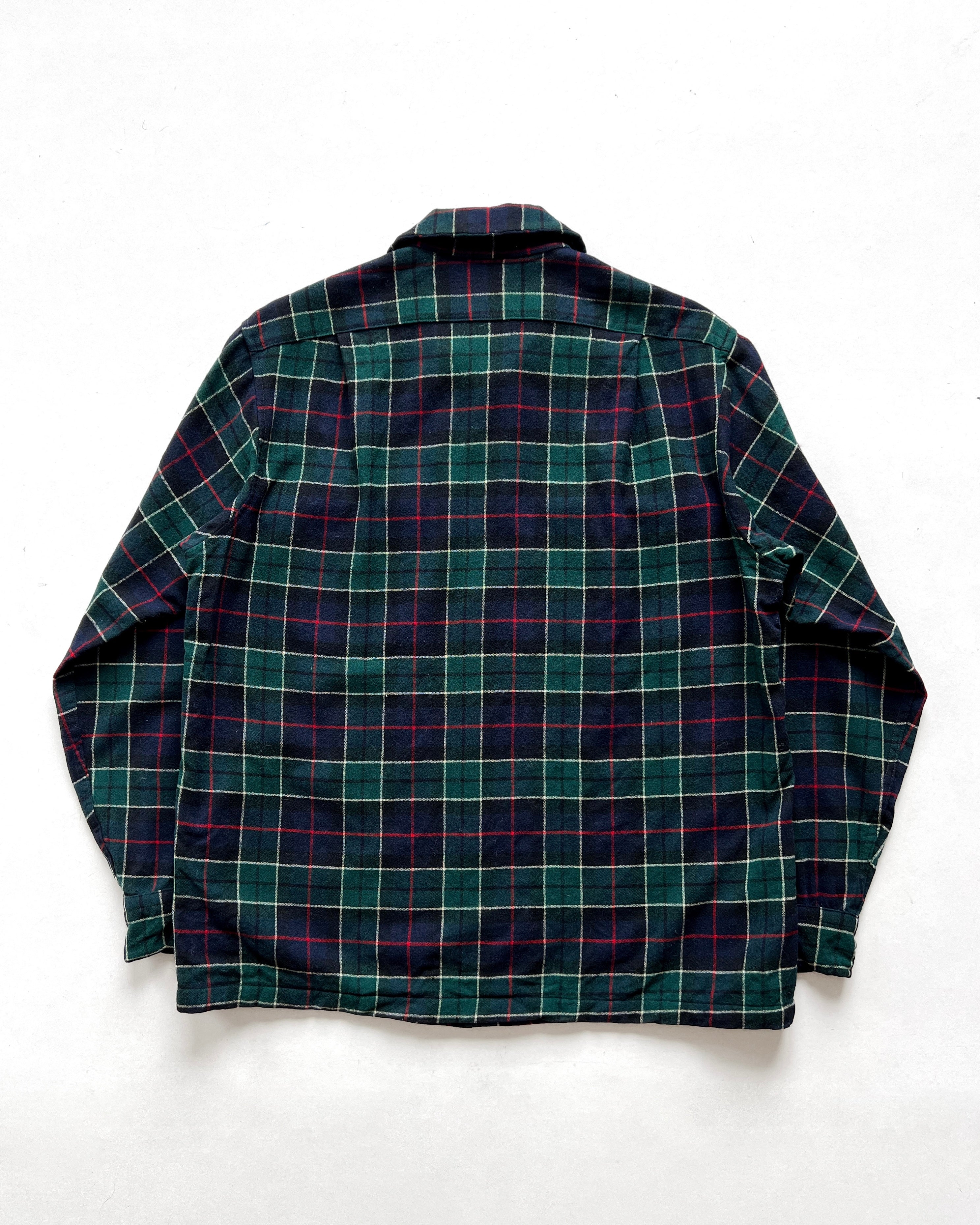 1970S PENDLETON LOOP COLLAR WOOL PLAID SHIRT (L)