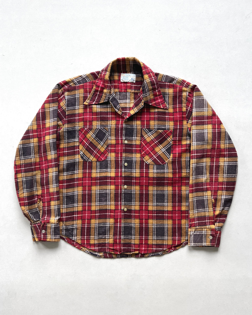 1970S JC PENNEY RED PLAID FLANNEL (XL)