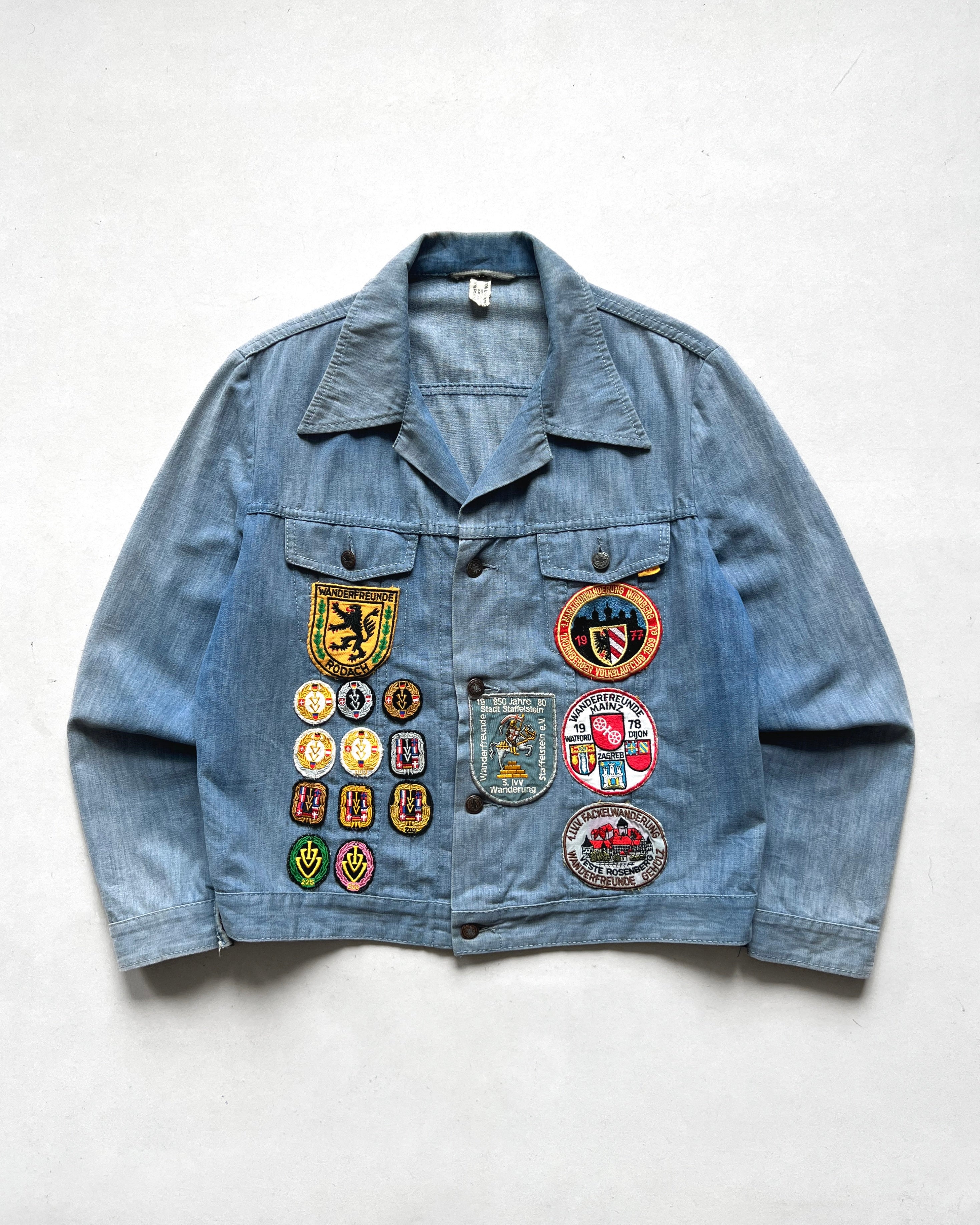 1970S GERMAN HIKING CLUB PATCHES DENIM JACKET (L)