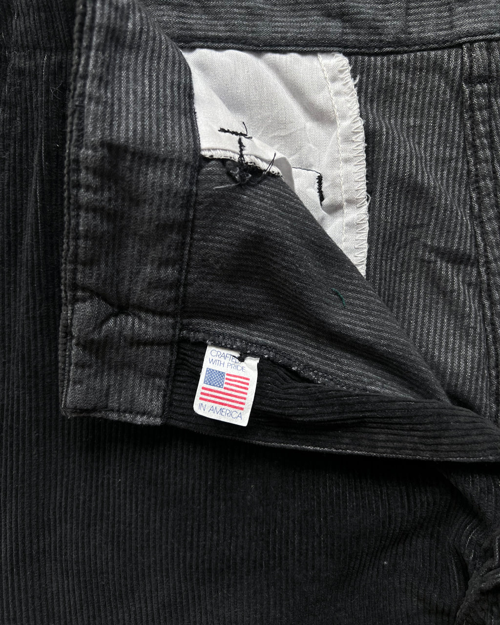 1980S BLACK CORDUROY WORK TROUSERS (32)