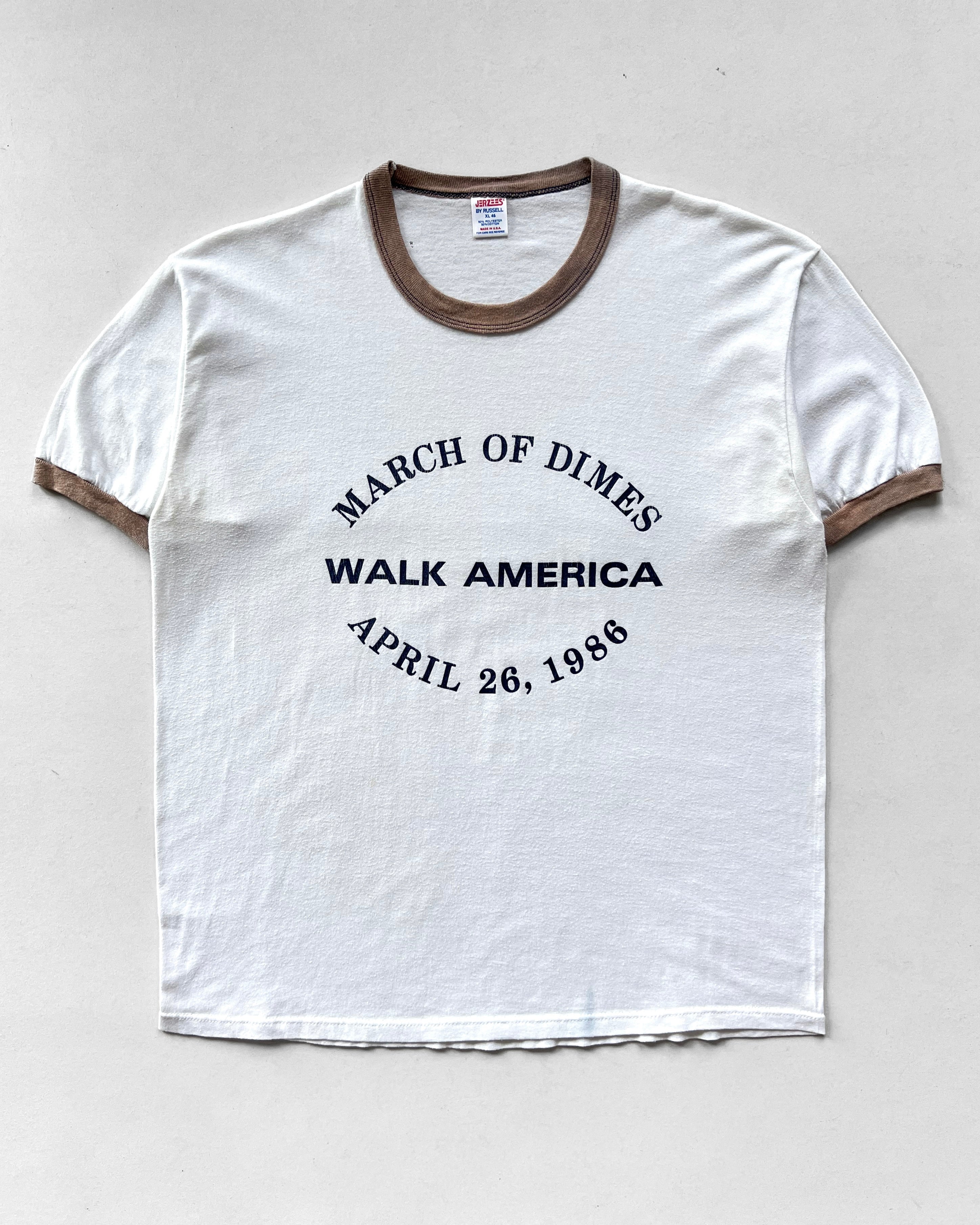 1980S 'MARCH OF DIMES WALK AMERICA' RINGER TEE (XL)