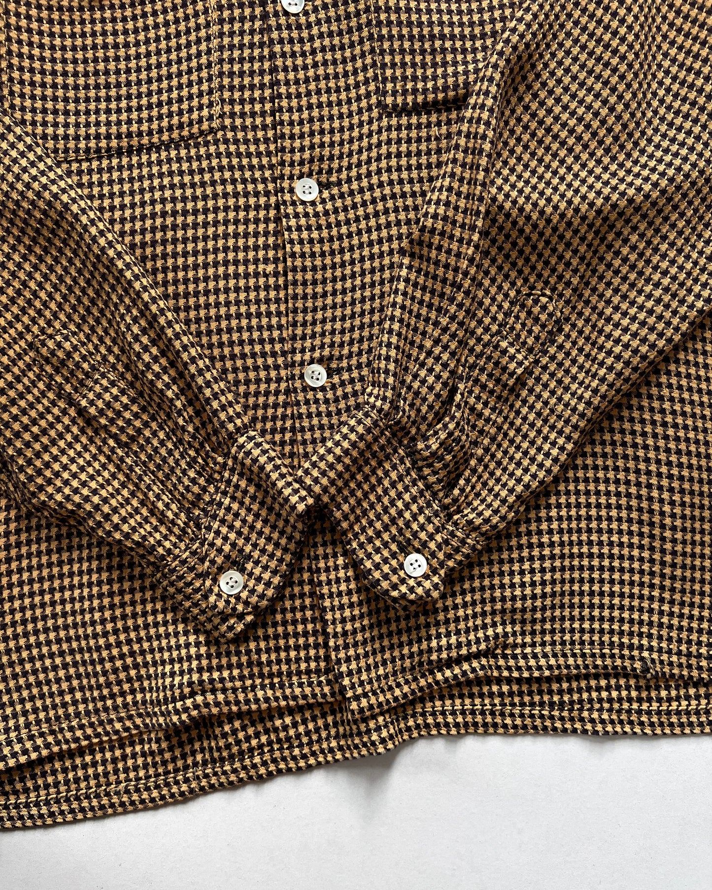 1950S BILL STERN RAYON HOUNDSTOOTH ROCKABILLY SHIRT (XL)