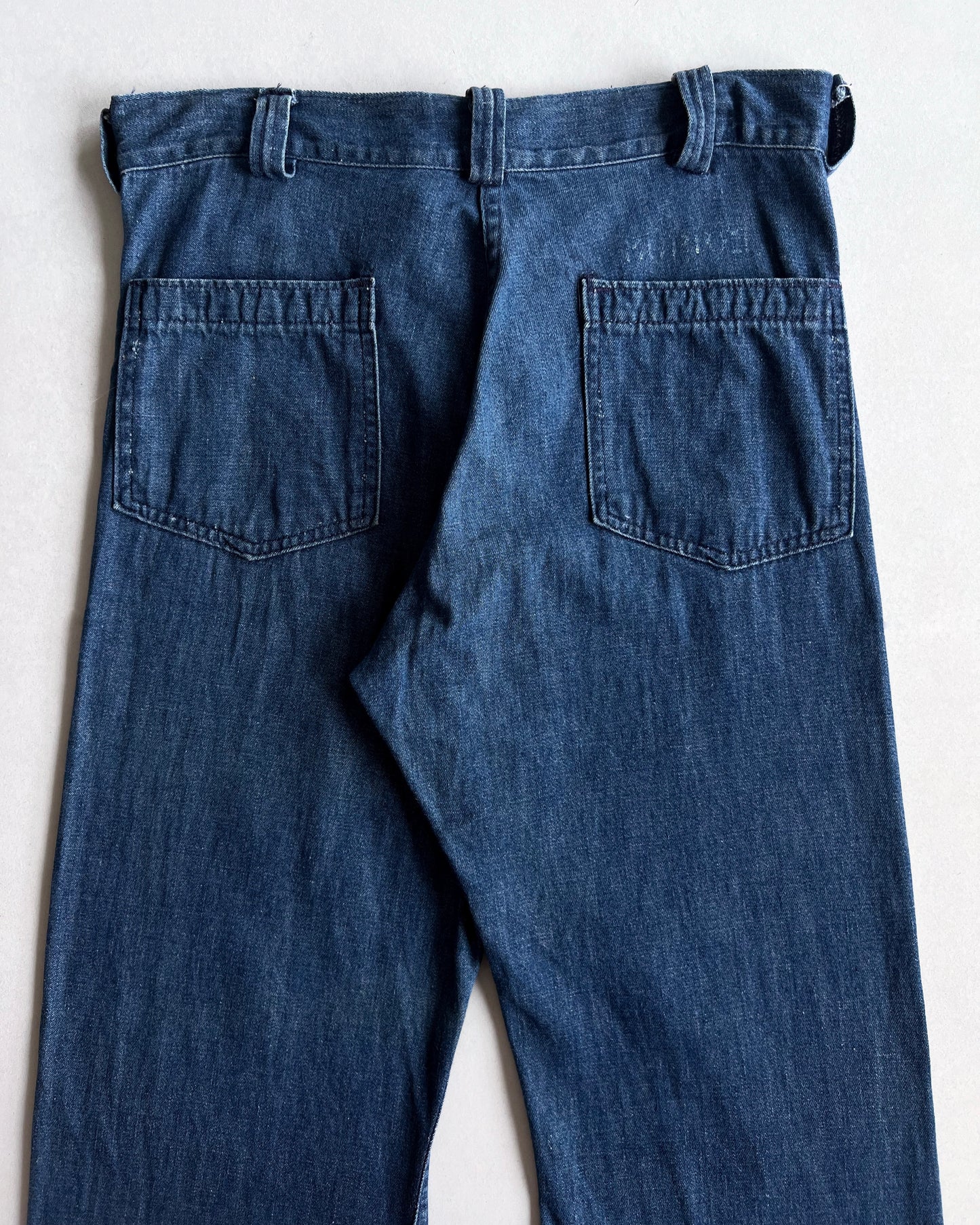 1970S SEAFARER US NAVY SAILOR DENIM BOOTCUT PANTS (31)