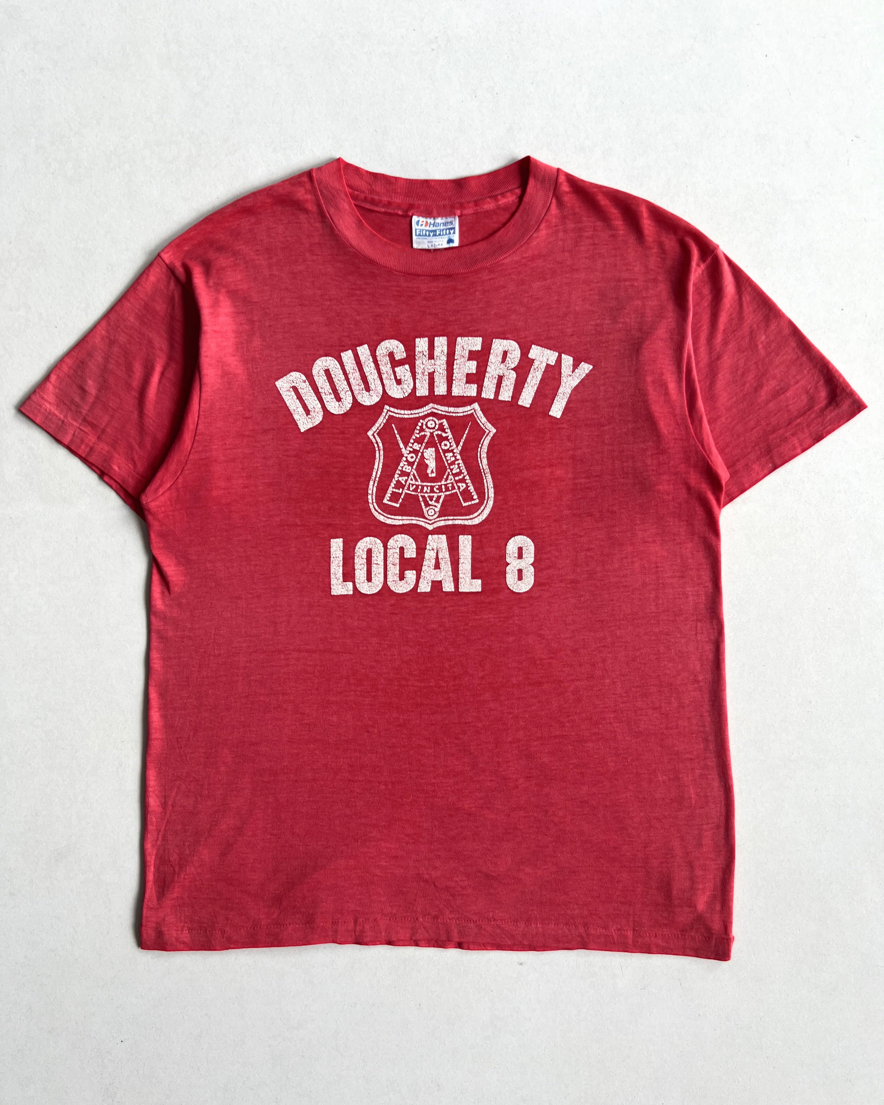 1980S HANES ‘DOUGHERTY LOCAL 8’ SINGLE STITCH TEE (L)