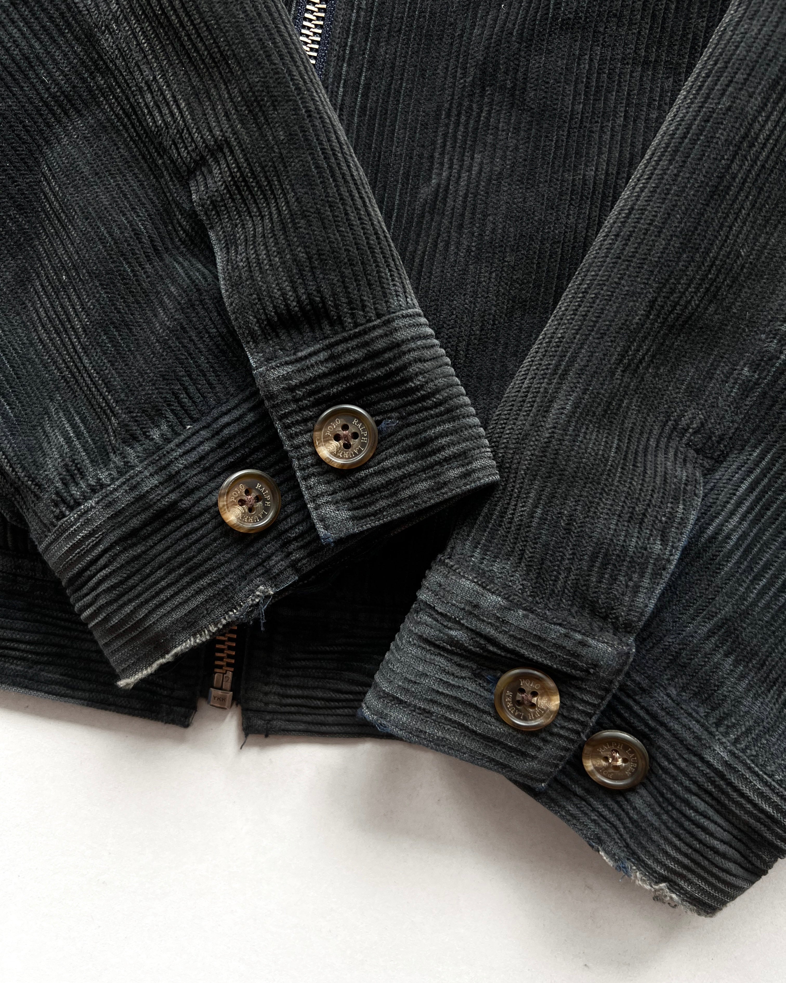 1990S BLACK RALPH LAUREN CORDUROY HARRINGTON JACKET (L)