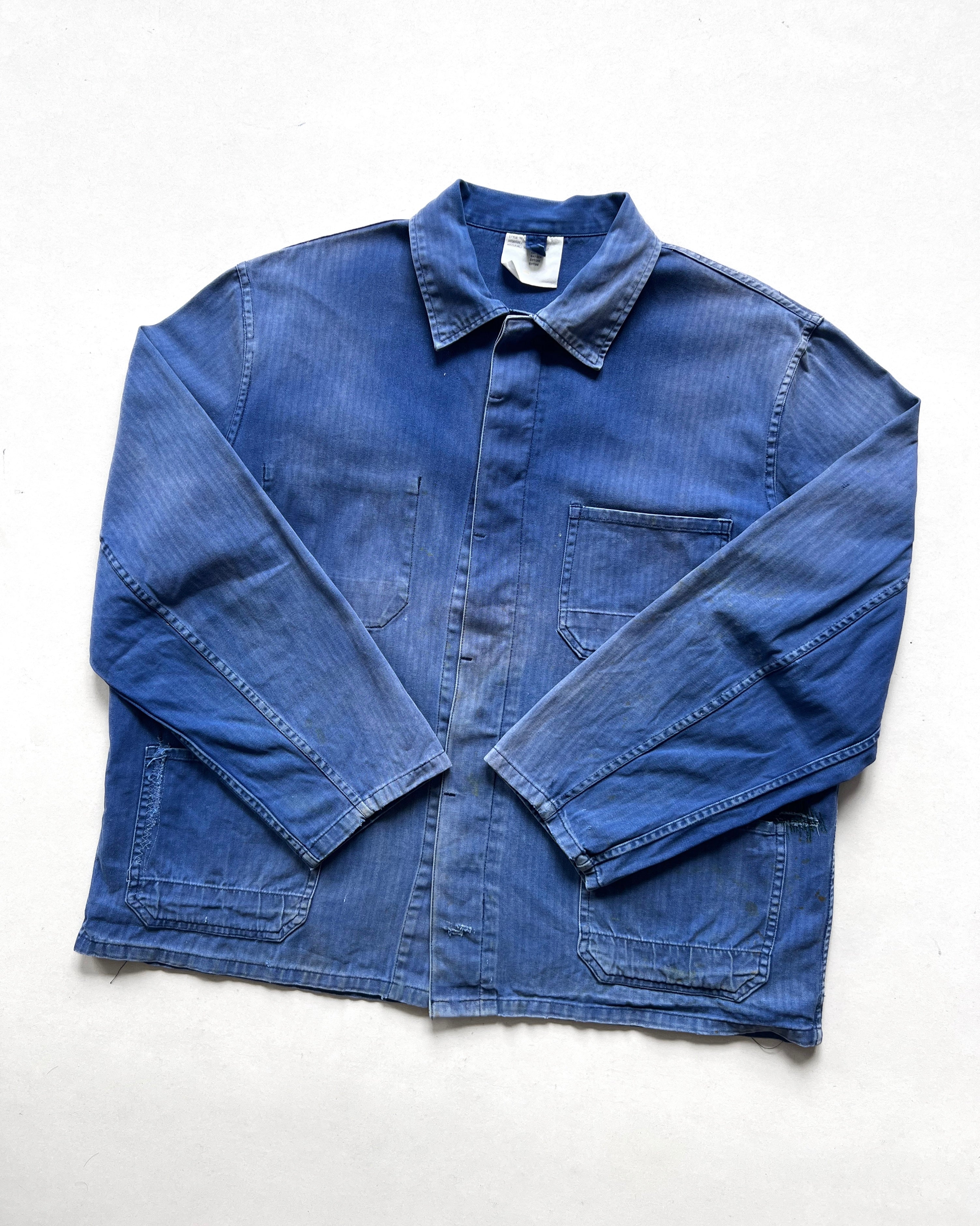 1970S SUN FADED GERMAN HBT WORK JACKET (L)