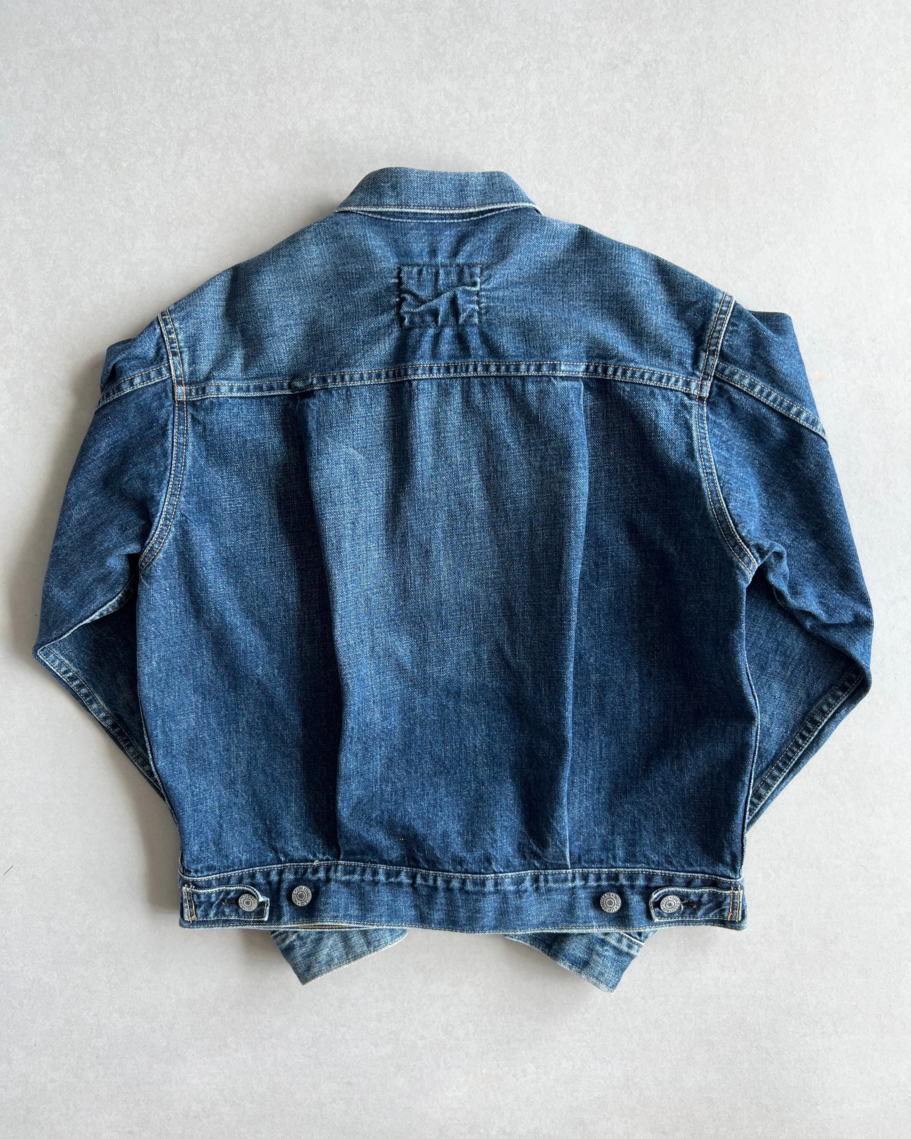 1990S FADED WASHED BIG E LEVI'S TYPE II SELVEDGE DENIM JACKET (S-L)