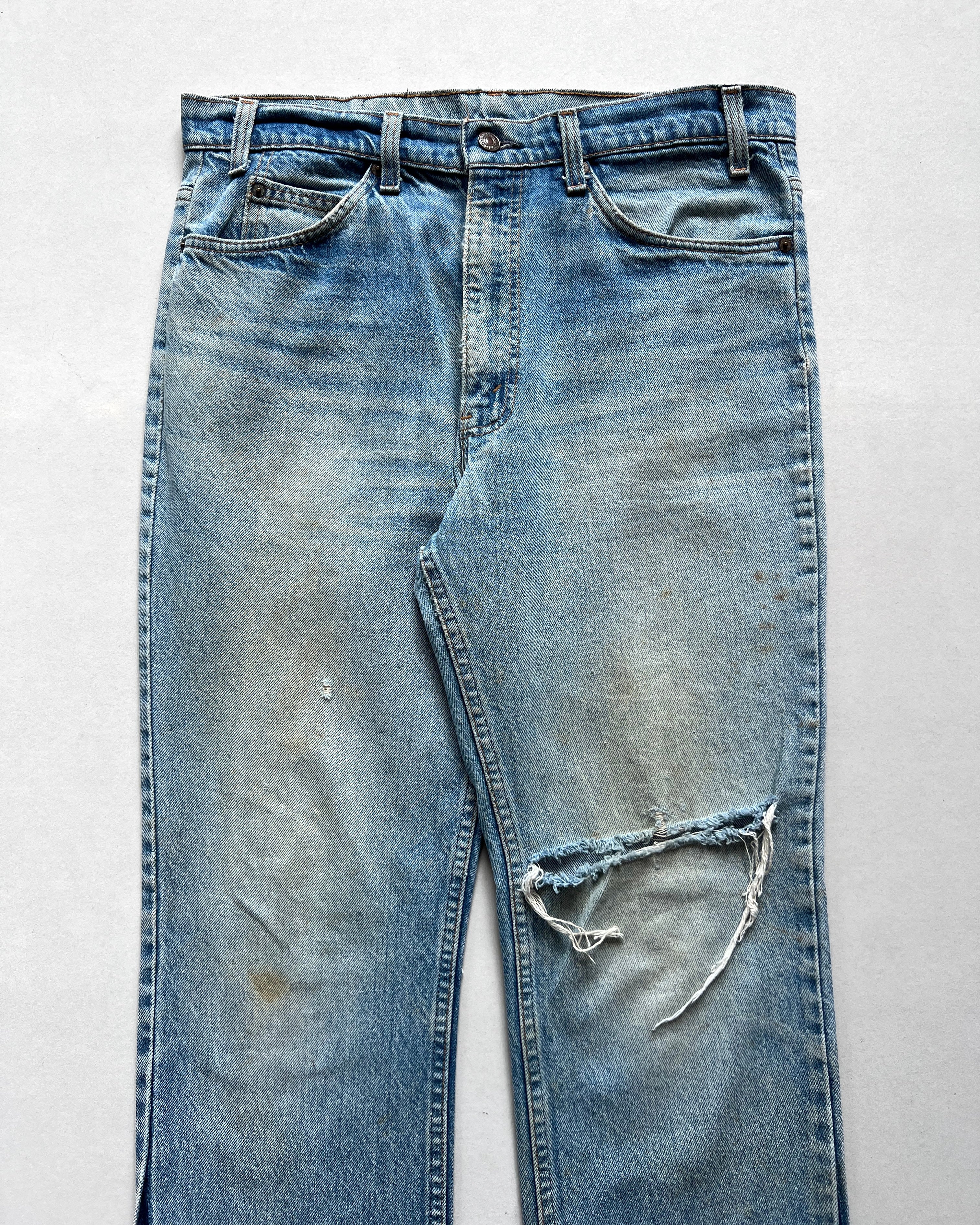 1980S FADED LEVI'S 317 ORANGE TAB FLARE JEANS (34)