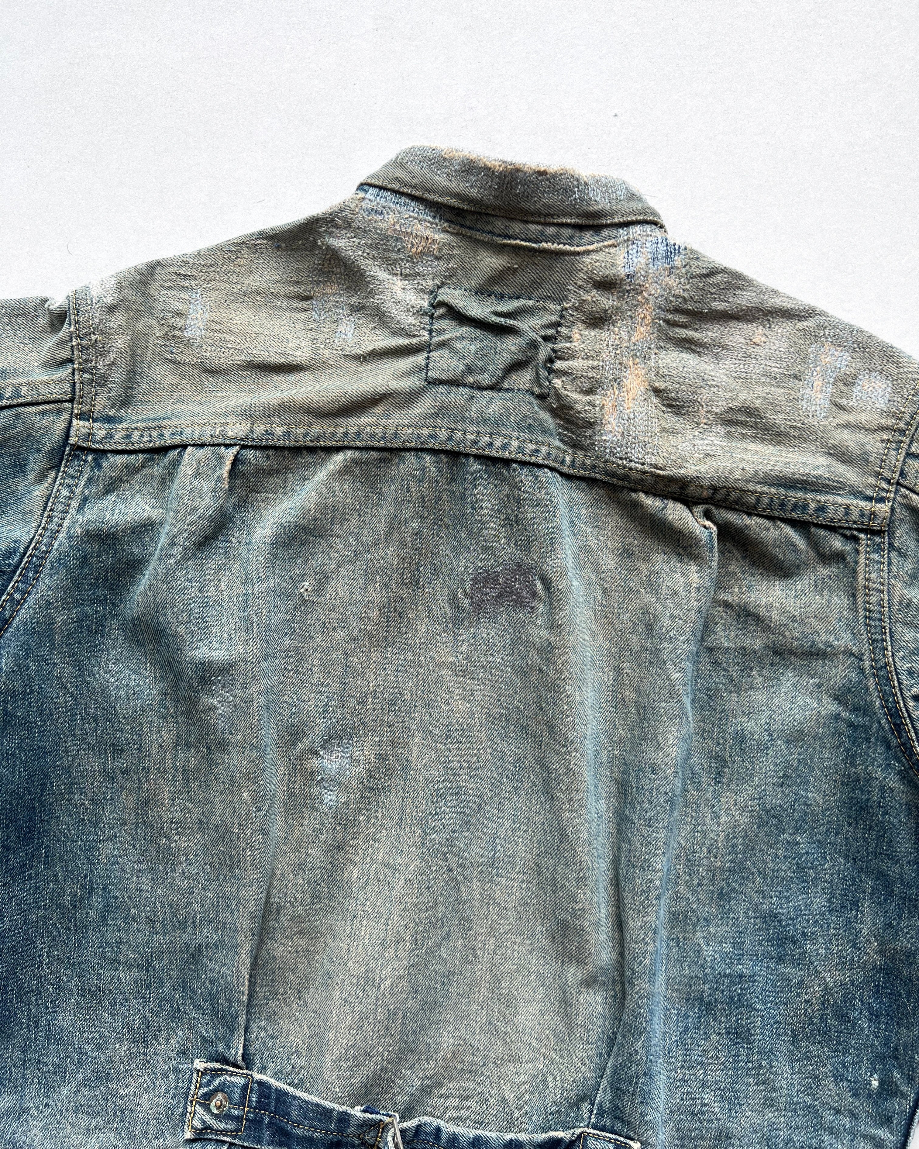 1990S FADED WASHED LEVI'S TYPE I SELVEDGE DENIM JACKET (M)