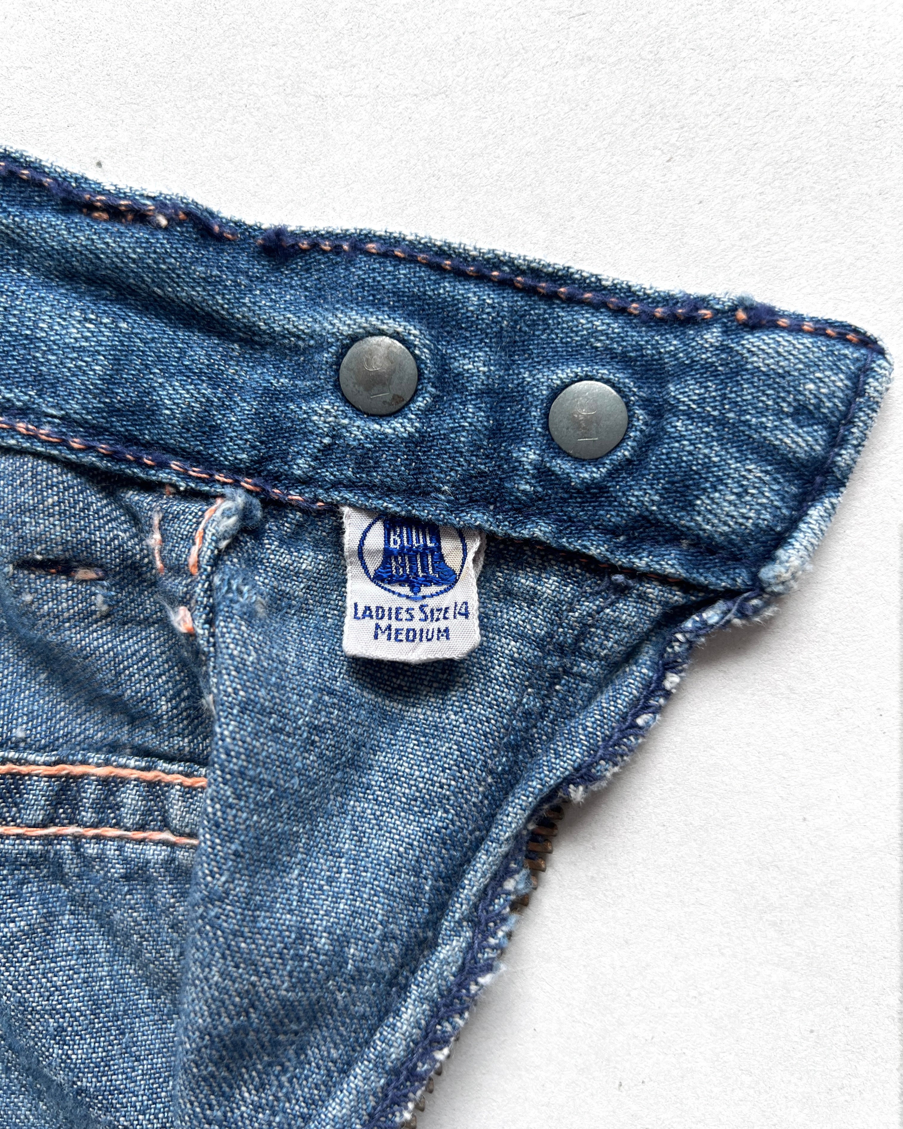 1950S LADIES BLUE BELL SIDE ZIP JEANS (26-28)