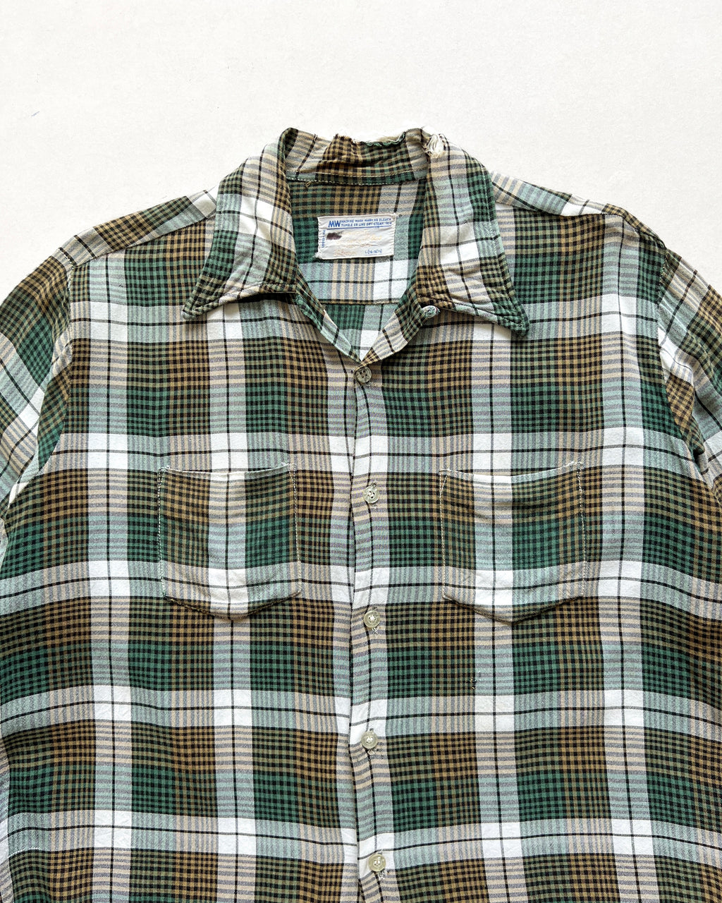 1960S TOWNCRAFT JC PENNEY RAYON LOOP COLLAR FLANNEL (L)