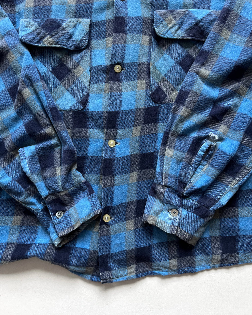 1970S FLEETLINE DOUBLE POCKET PLAID FLANNEL (L)