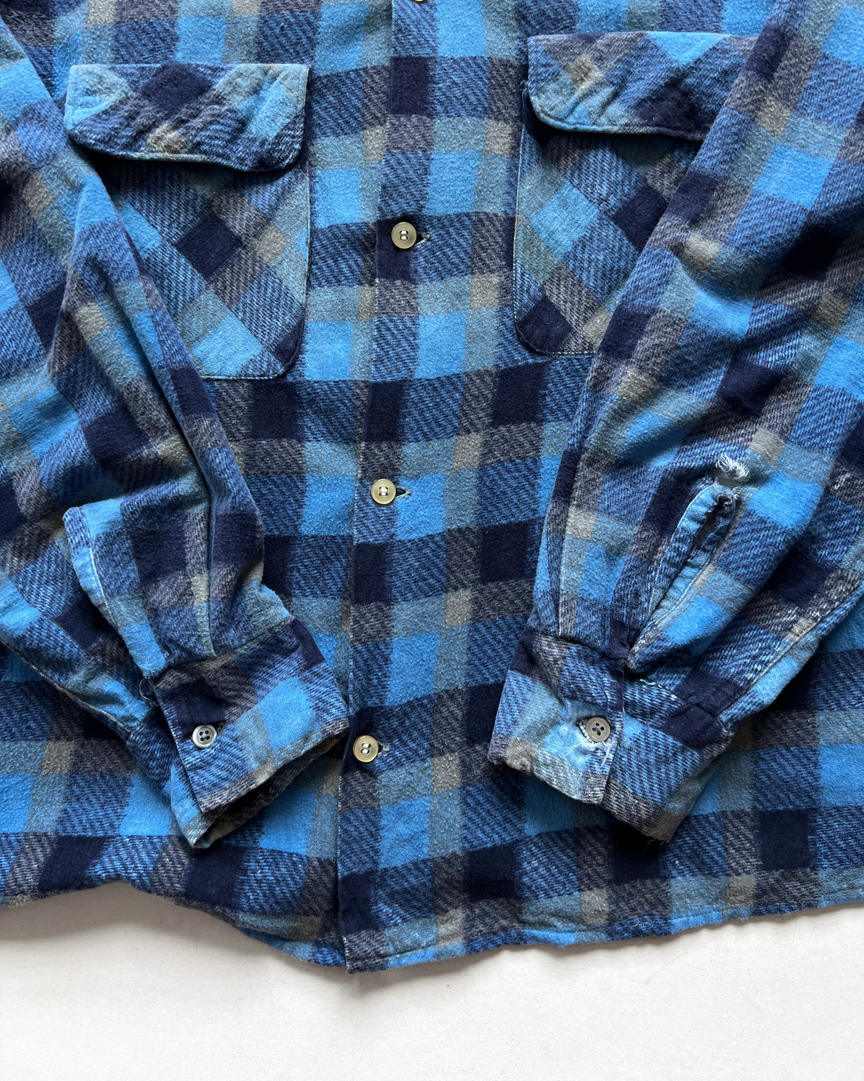 1970S FLEETLINE DOUBLE POCKET PLAID FLANNEL (L)