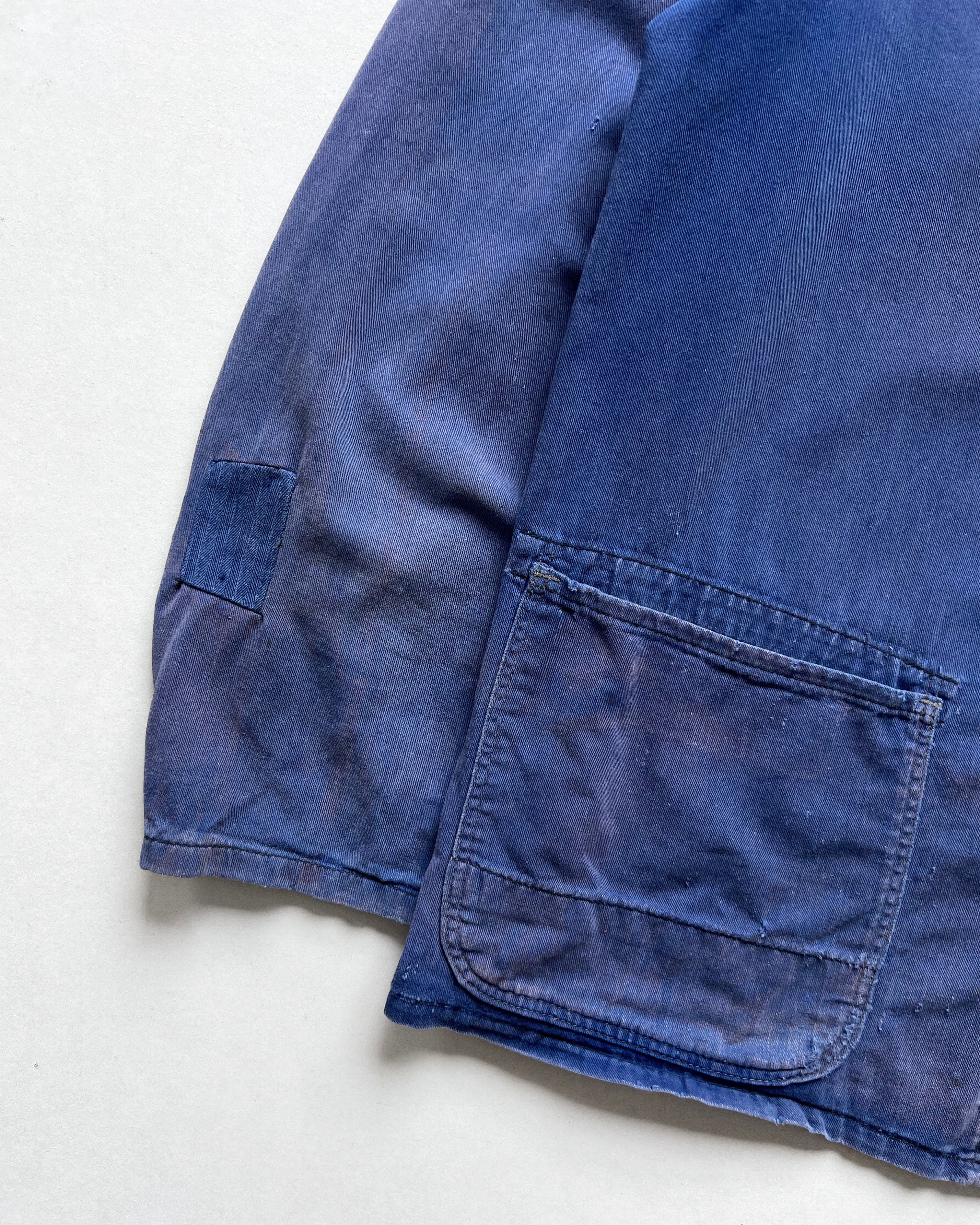 1960S SUN FADED FRENCH WORK CHORE JACKET (L)
