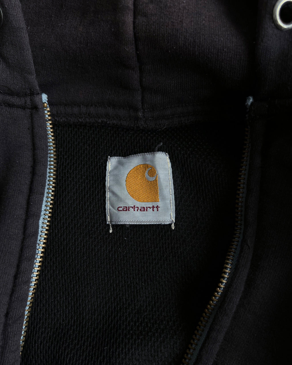 1990S FADED BLACK CARHARTT HEAVYWEIGHT ZIP-UP HOODIE (L/XL)