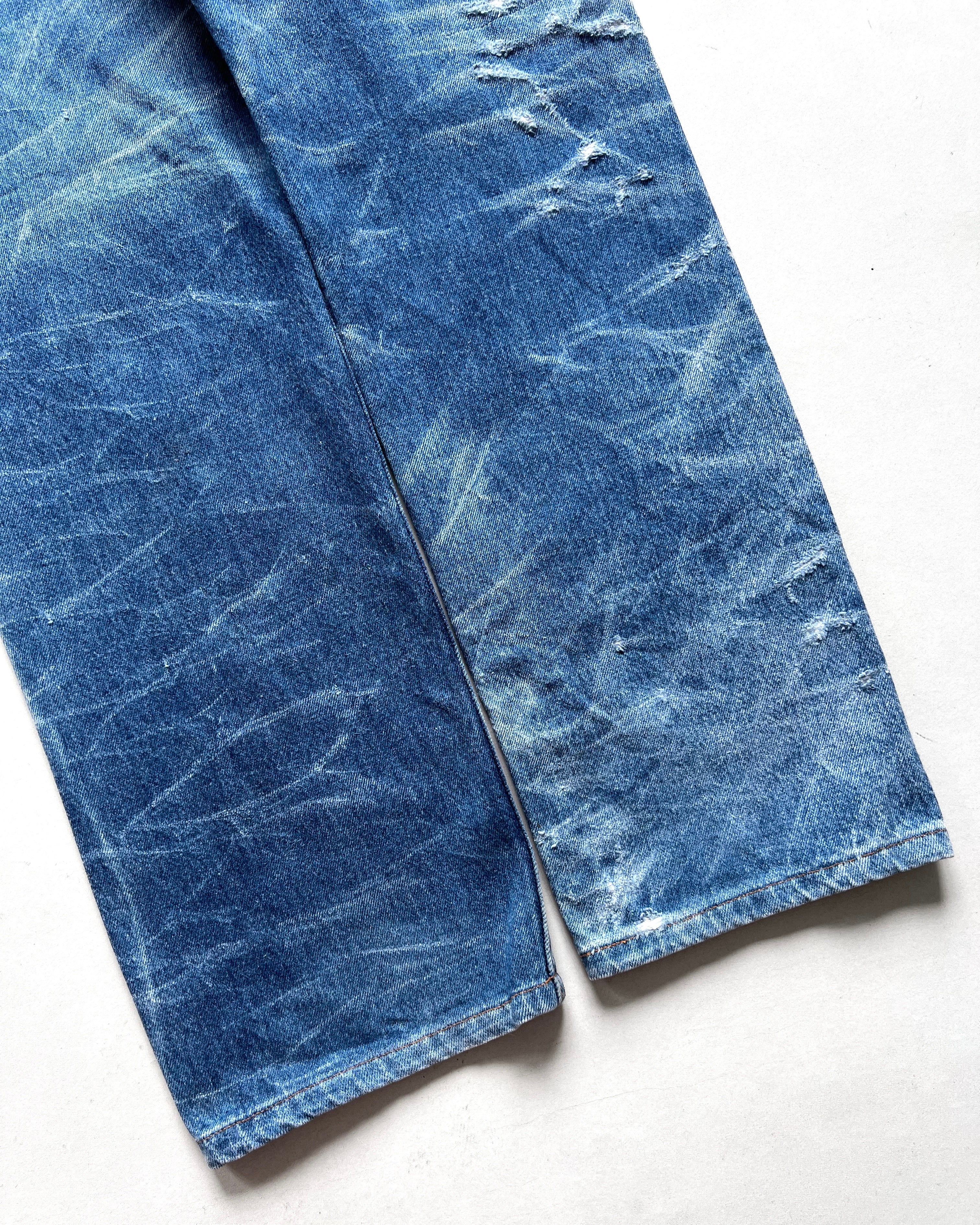 1990S FADED LEVI'S 501 WHISKERS JEANS (34)