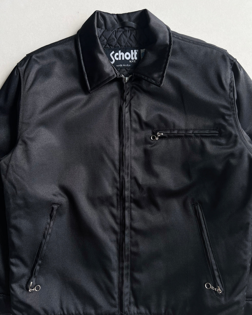 1990S BLACK COATED NYLON SCHOTT WORK JACKET (M)