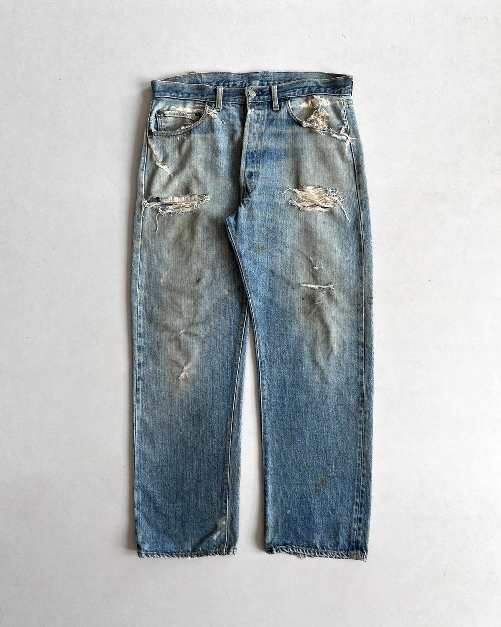 1970S LEVI'S 501 REDLINE SELVEDGE DISTRESSED JEANS (34)