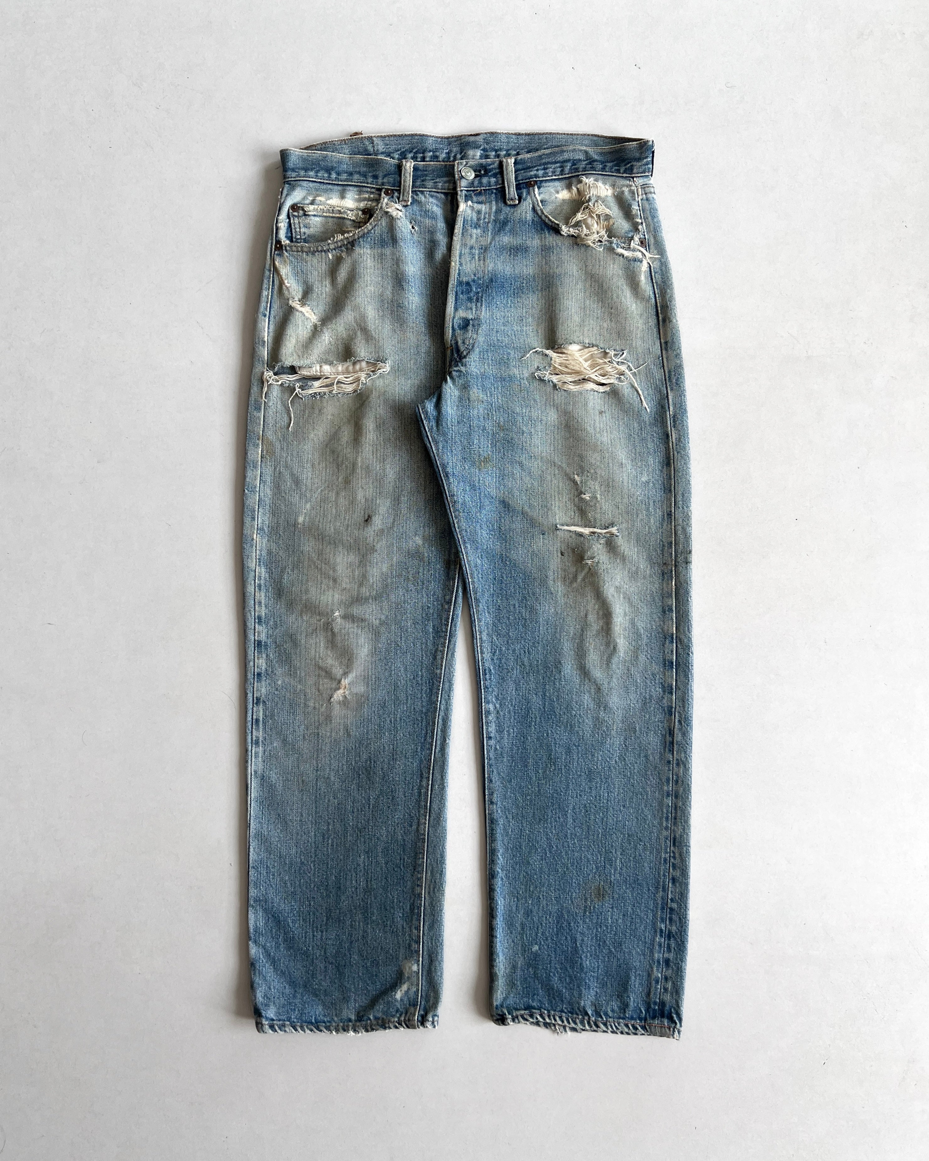 1970S LEVI'S 501 REDLINE SELVEDGE DISTRESSED JEANS (34)