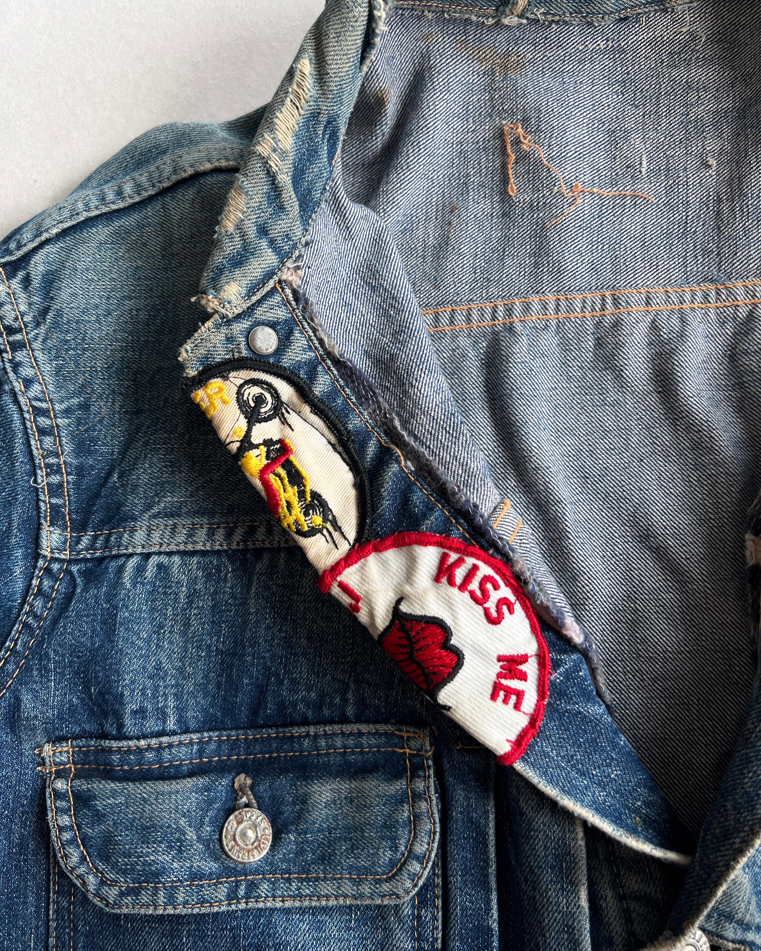 1950S FADED LEVI'S BIG E TYPE II DENIM JACKET (L)