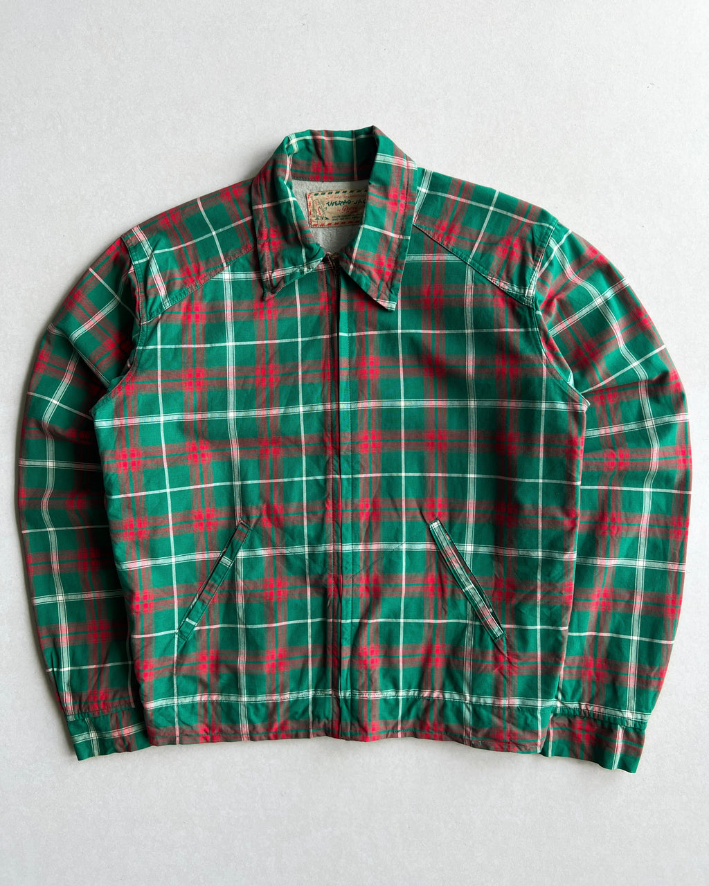 1940S CHECKERED ROCKABILLY ZIP-UP JACKET (M)