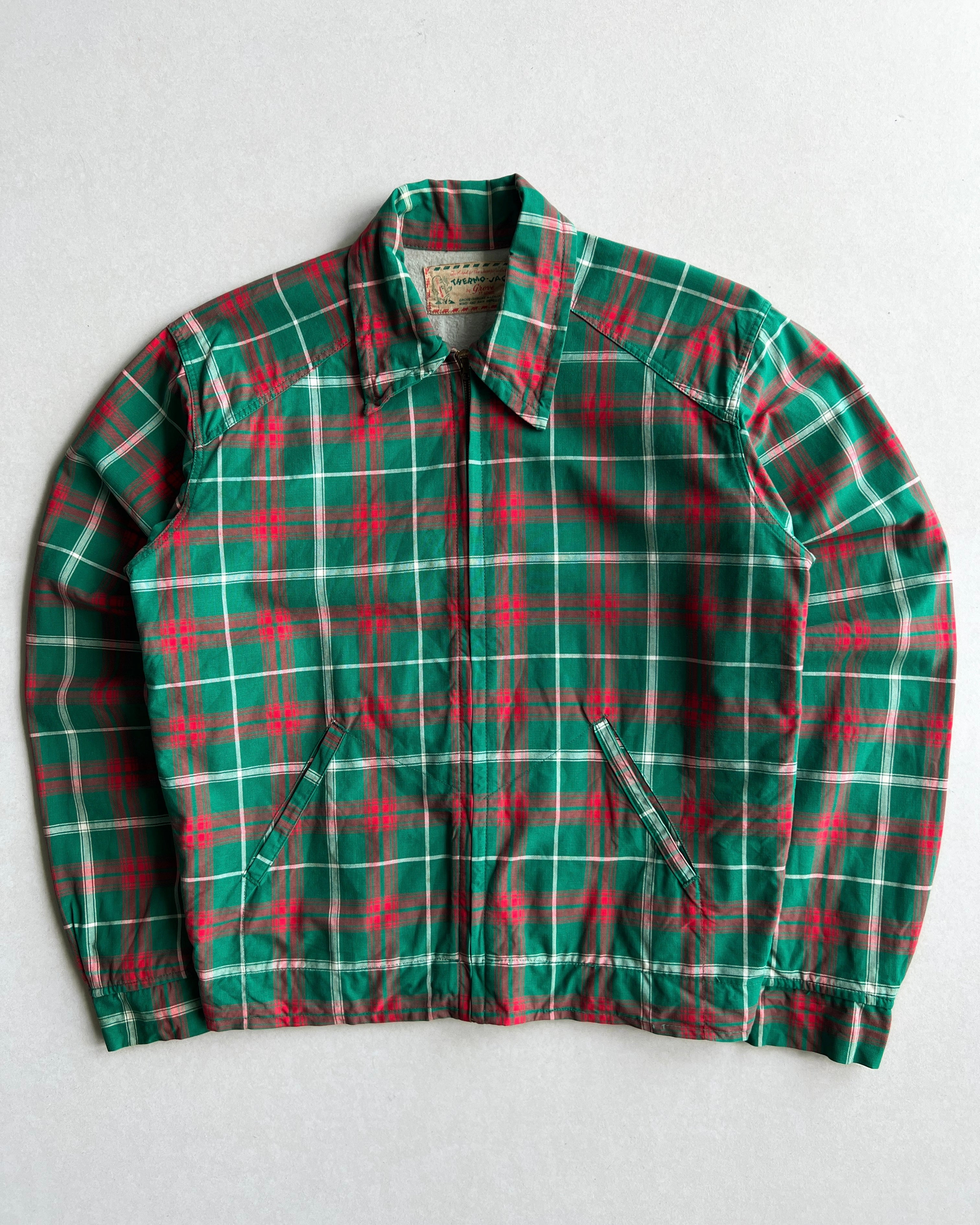 1940S CHECKERED ROCKABILLY ZIP-UP JACKET (M)