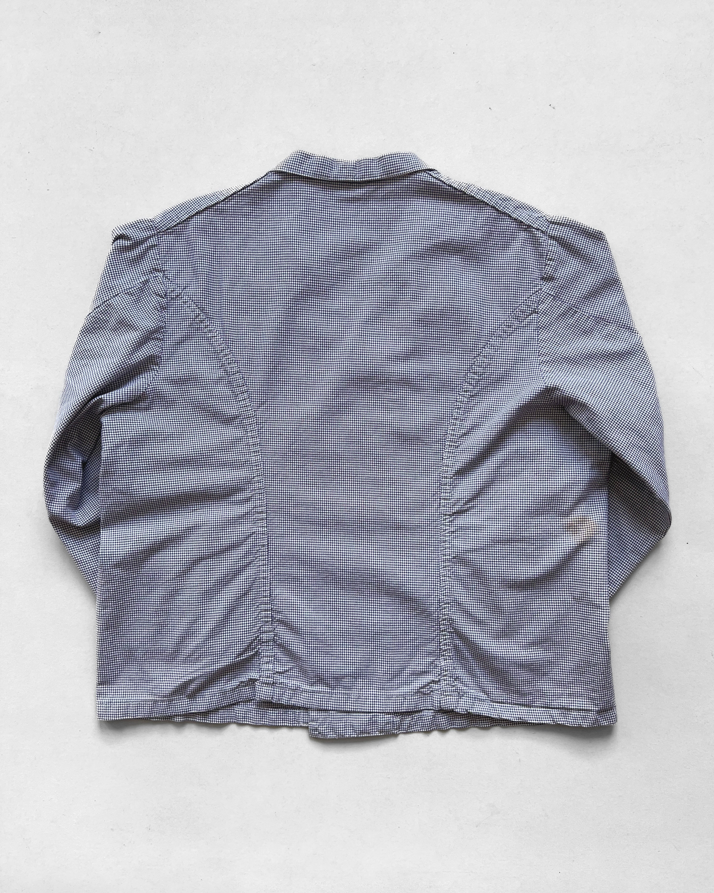 1960S FRENCH HOUNDSTOOTH DOUBLE BREASTED WORK JACKET (XL)