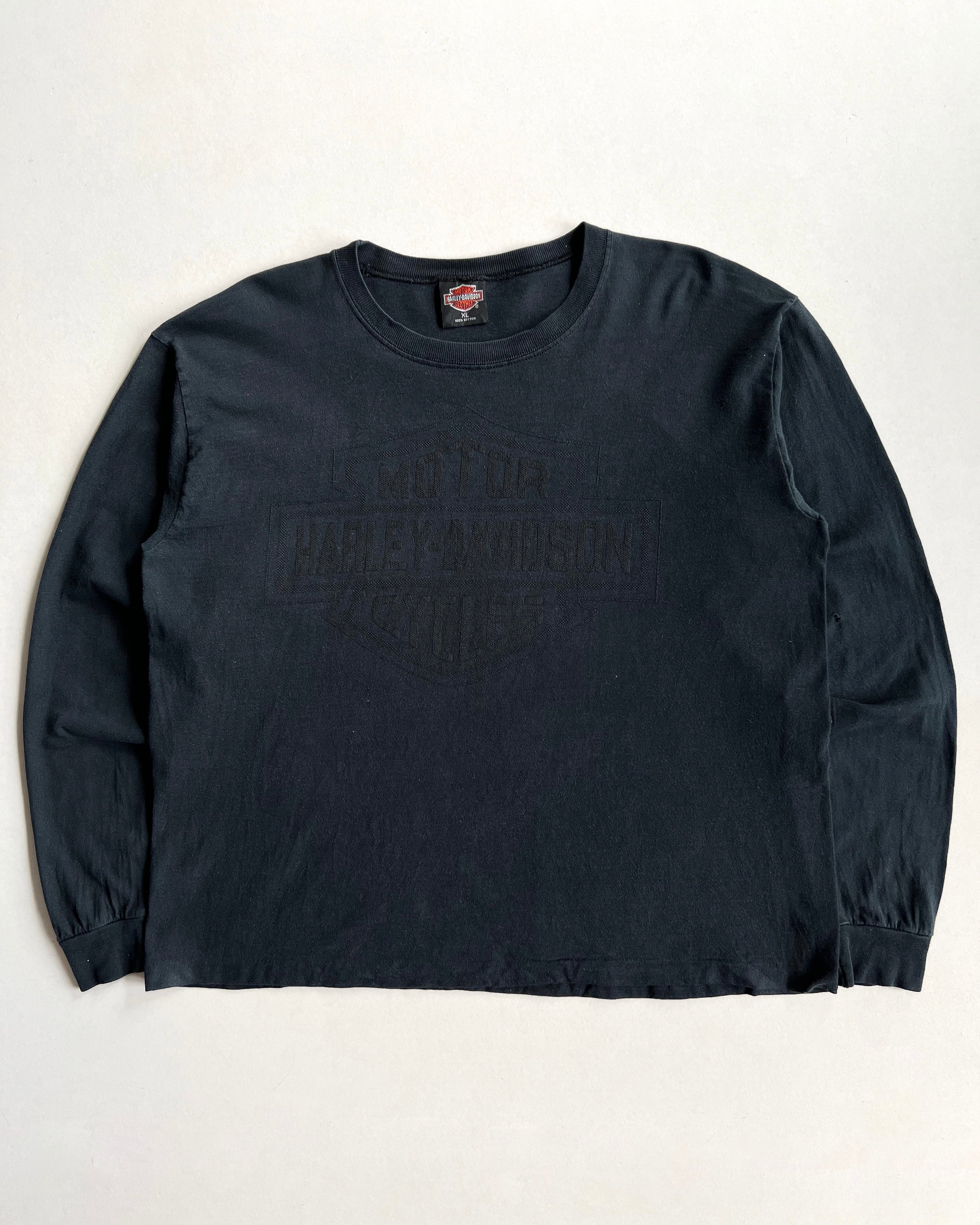 2000S HARLEY BLACKOUT LONGSLEEVES SINGLE STITCH TEE (XL)