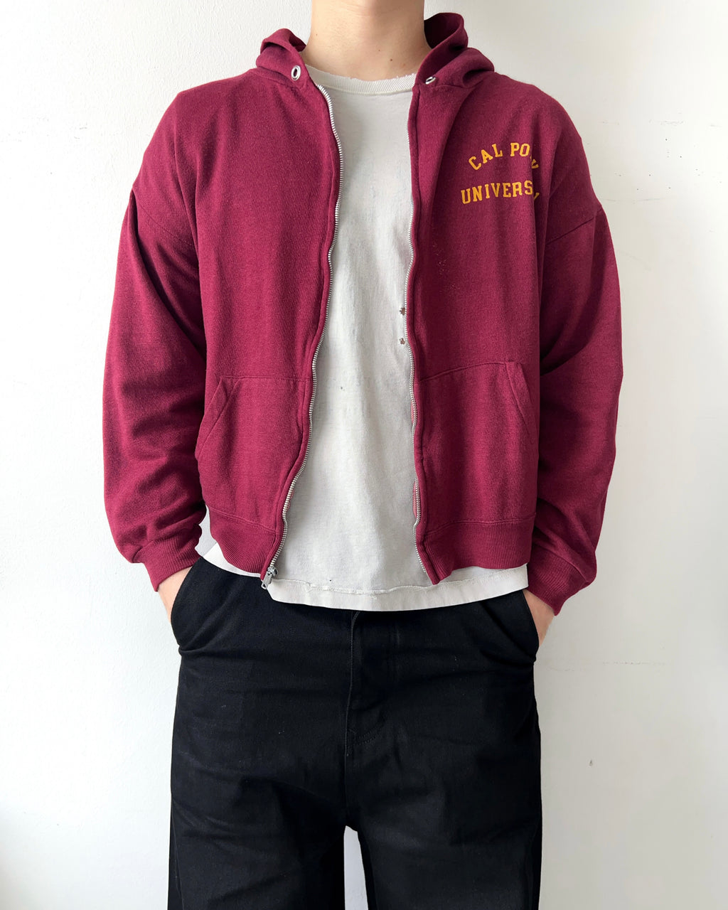 1970S 'CAL POLY UNIVERSITY' ZIP-UP HOODIE (M)