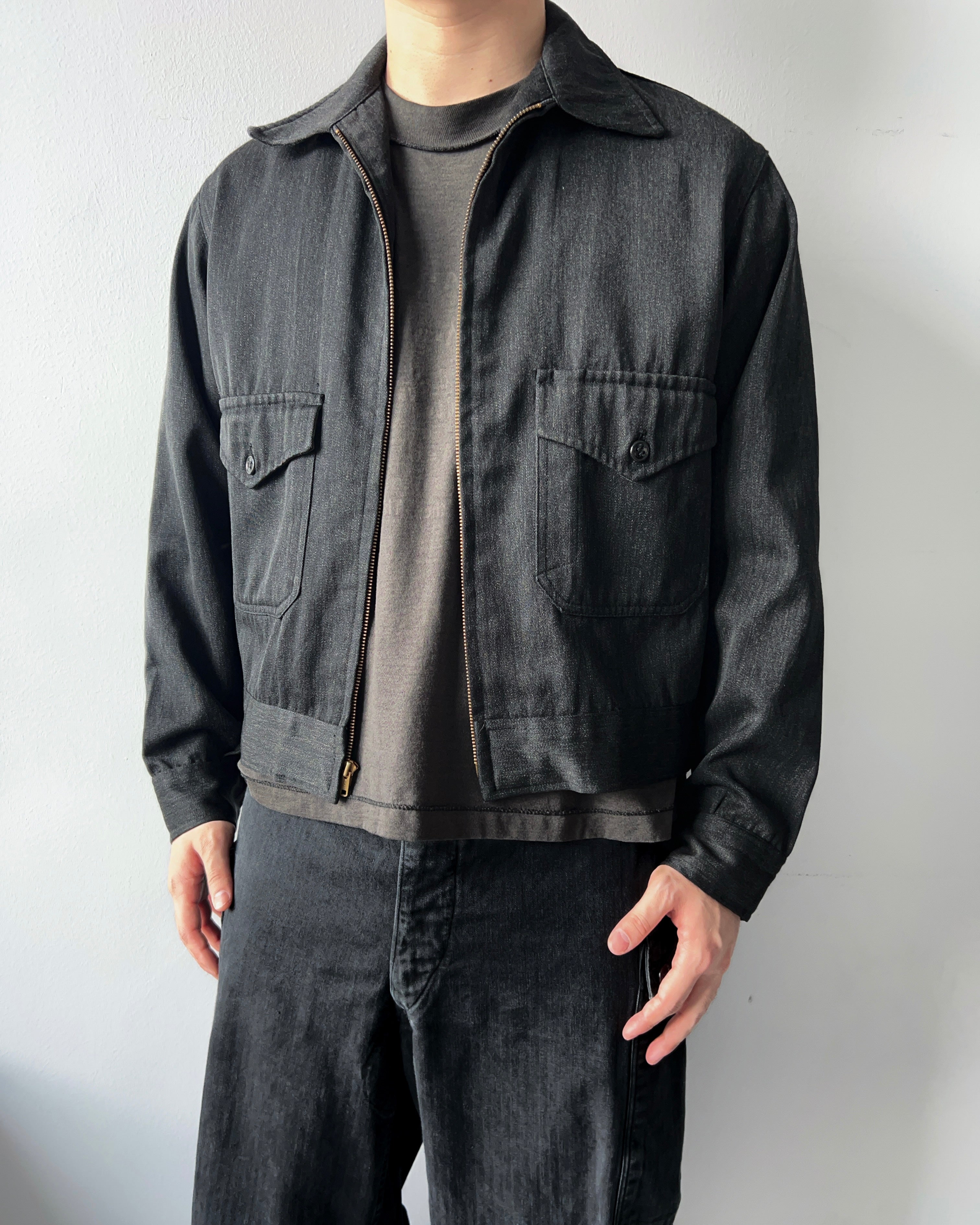1950S SALT & PEPPER DOUBLE POCKET JACKET (M/L)