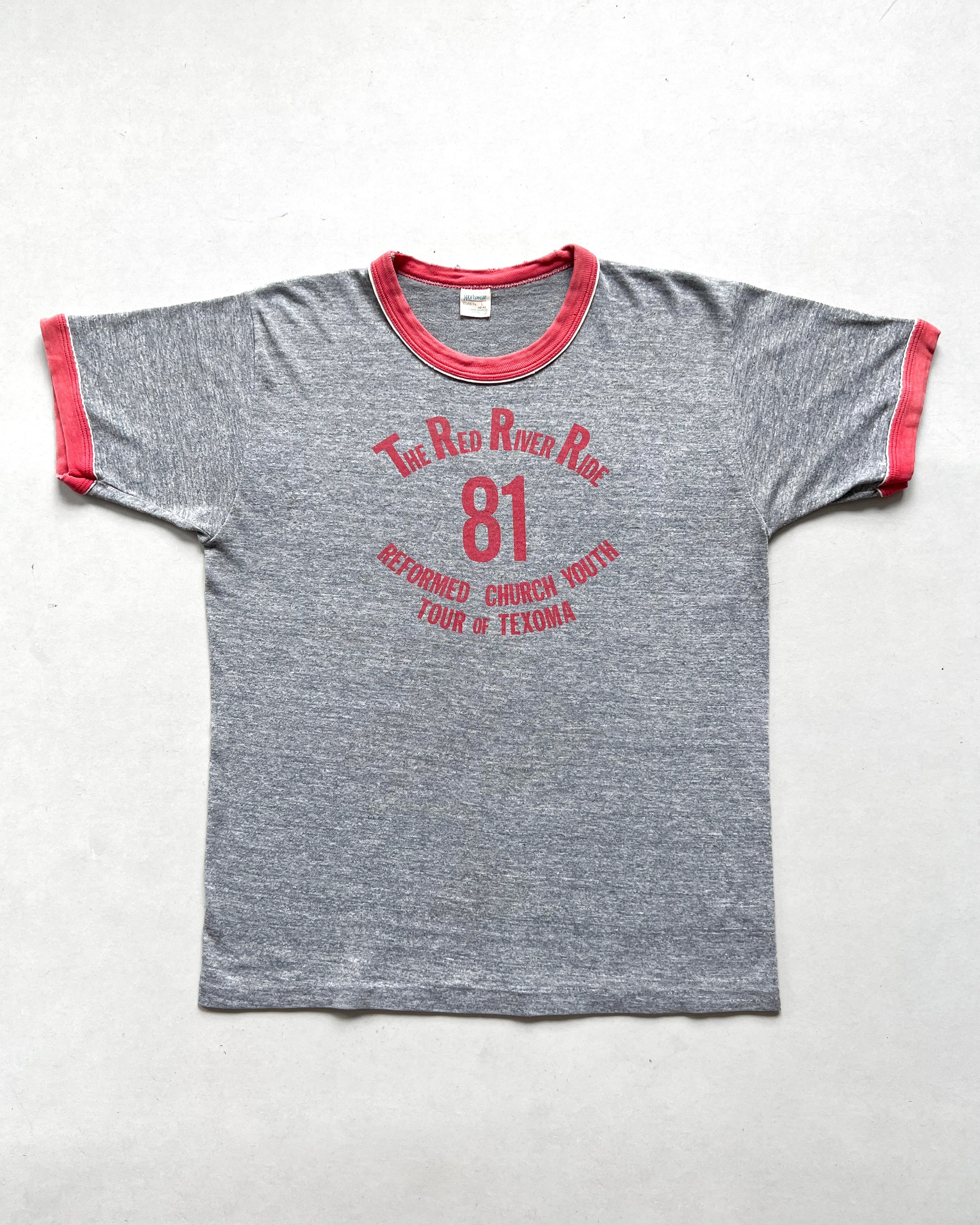 1970S 'THE RED RIVER RIDE' RINGER TEE (L)