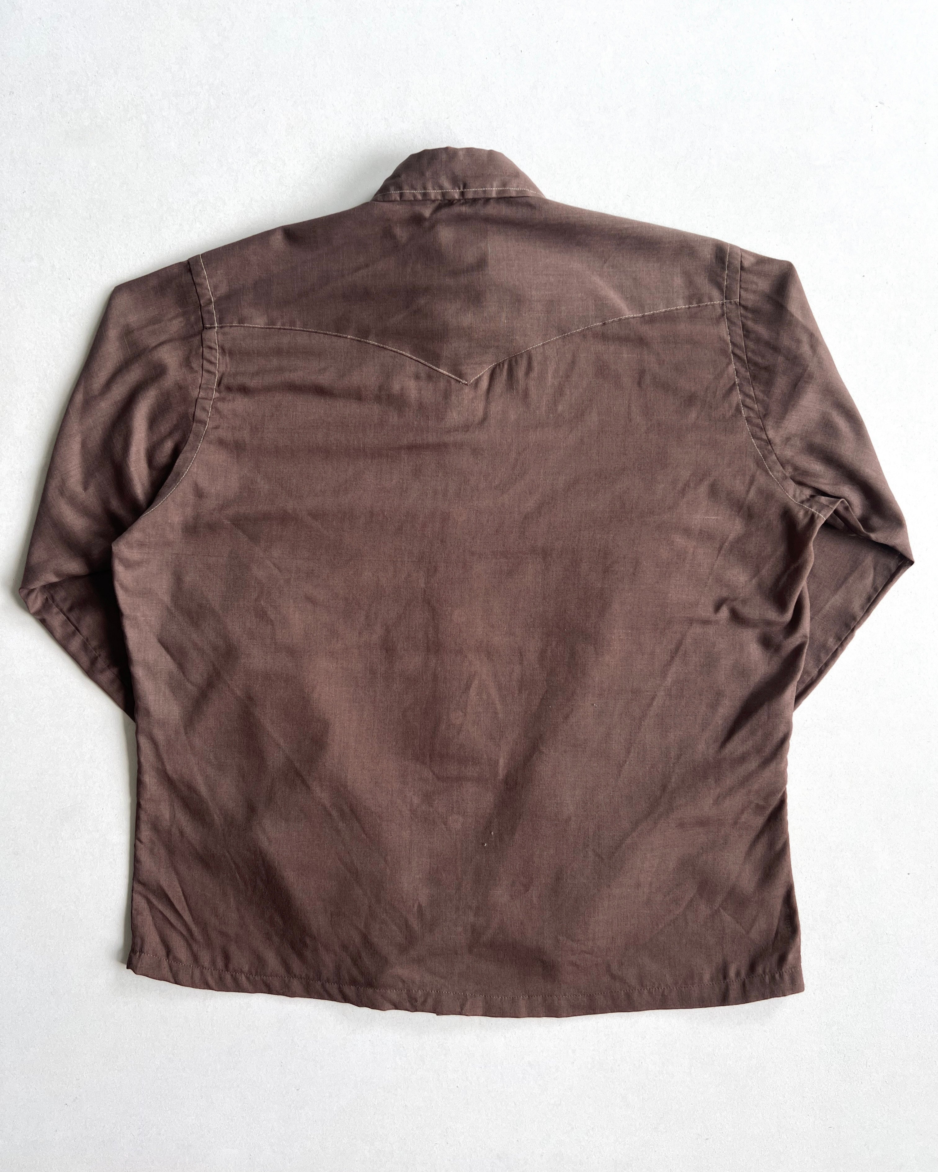 1970S WRANGLER BROWN WESTERN SHIRT (L)