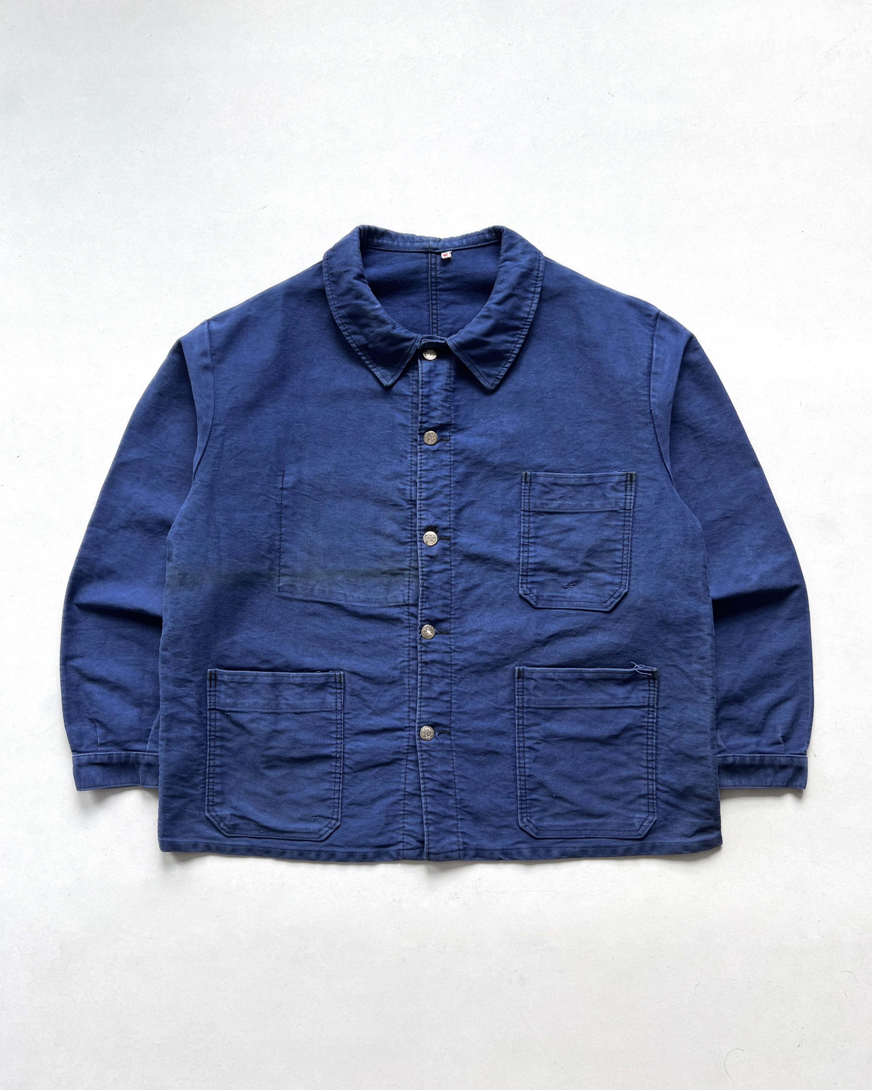 1960S FRENCH INDIGO MOLESKIN WORK JACKET (XL)