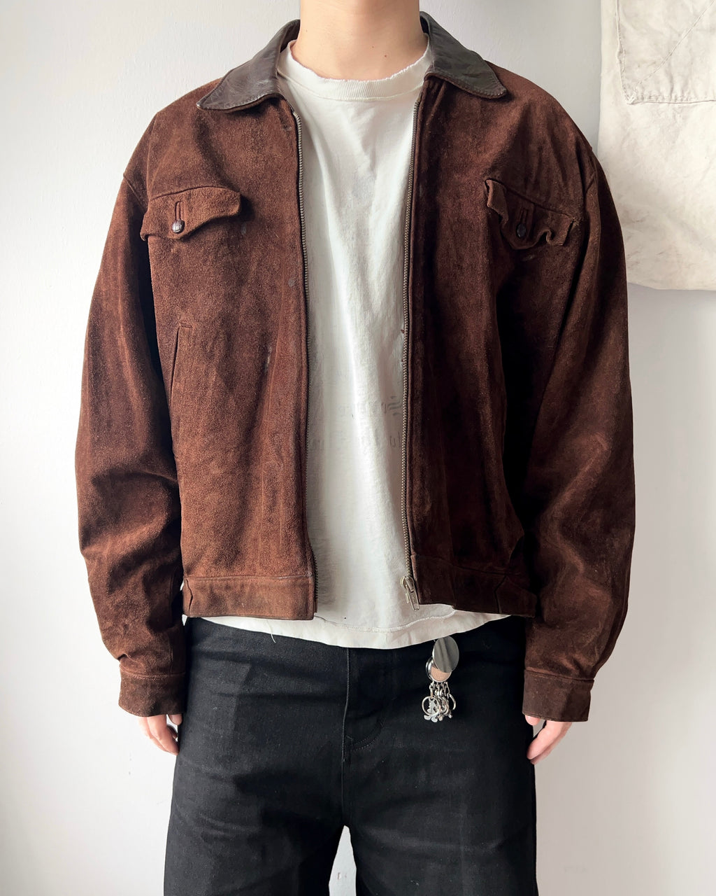 1980S NESICO AMSTERDAM SUEDE LEATHER TRUCKER JACKET (M)