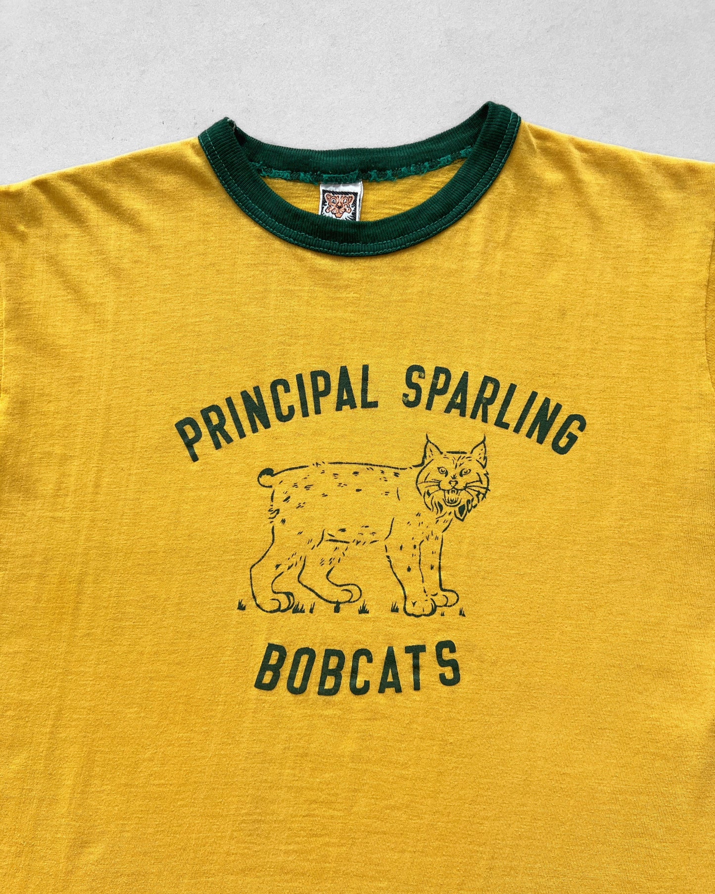 1980S 'PRINCIPAL SPARLING BOBCATS' RINGER TEE (L)