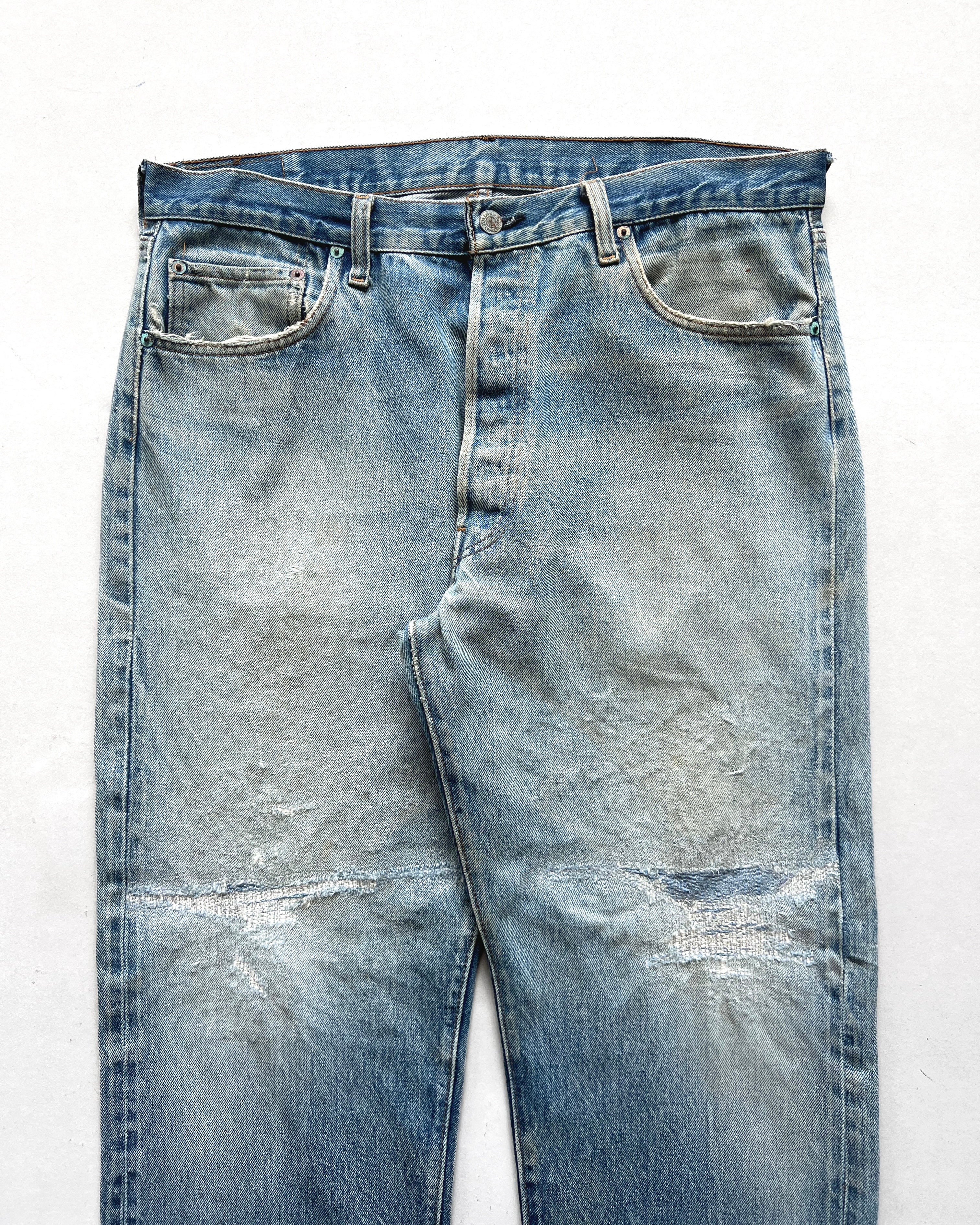 1980S LEVI'S 501 REDLINE SELVEDGE REPAIRED JEANS (36)