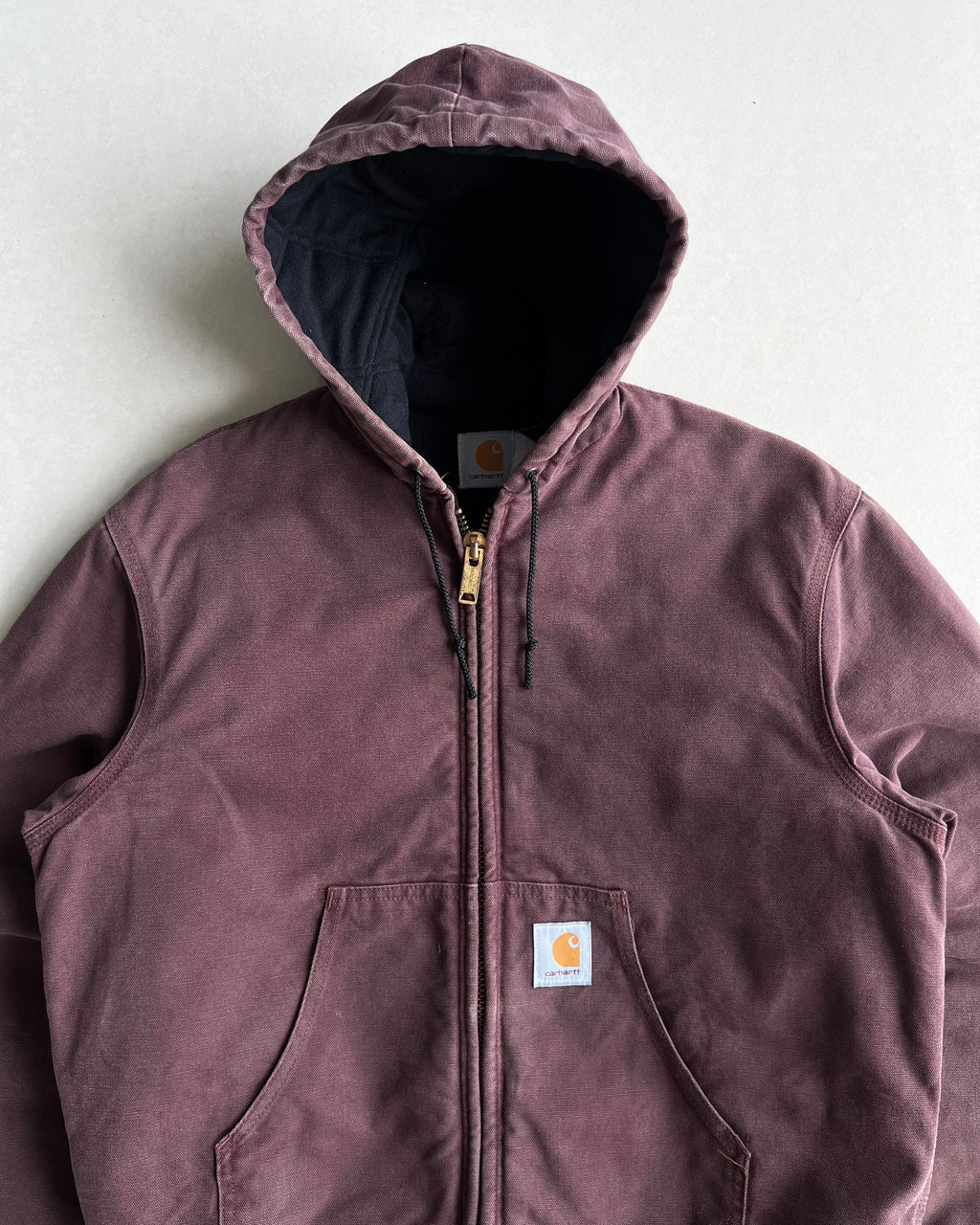 1990S MAROON CARHARTT HOODED WORK JACKET (M/L)