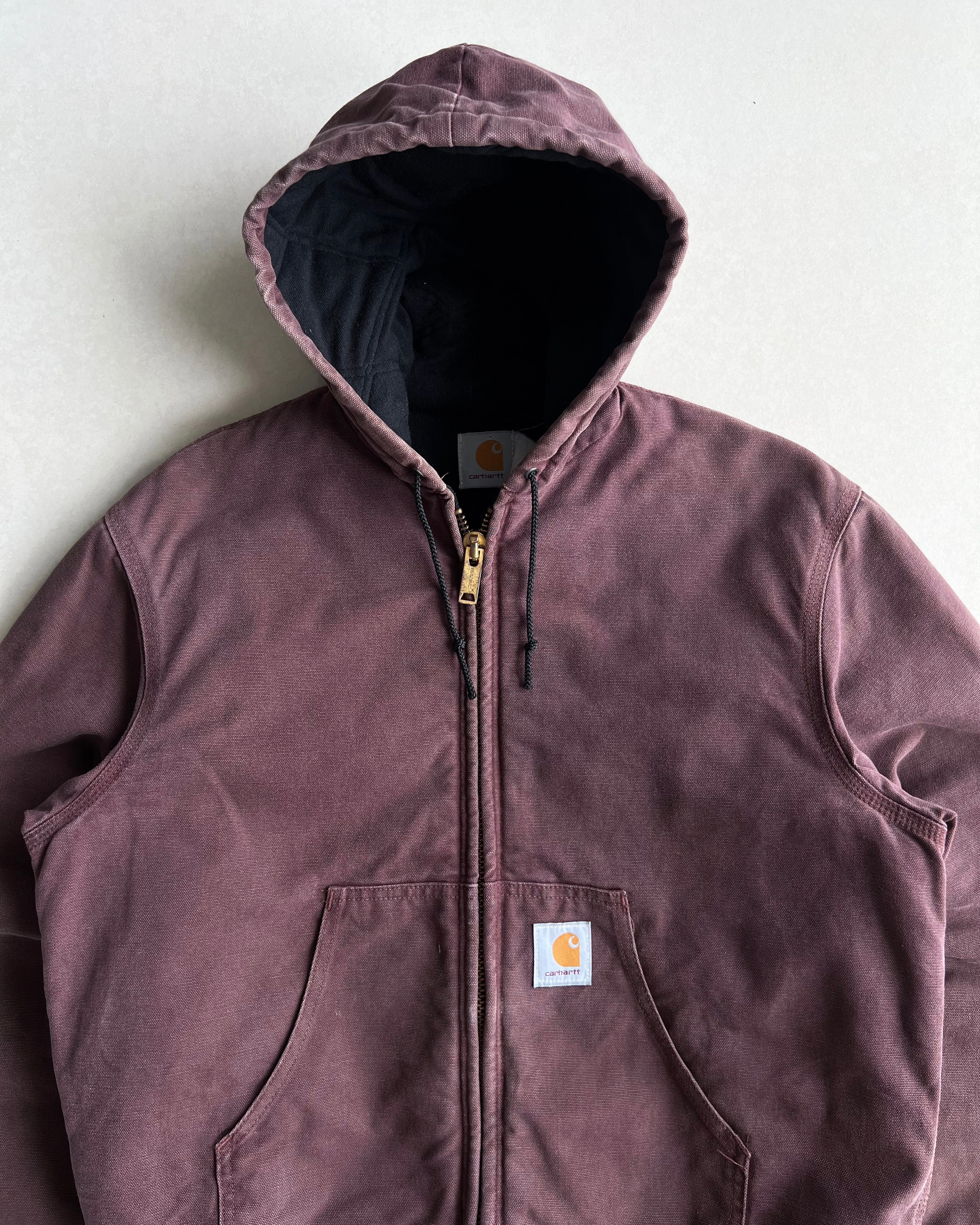 1990S MAROON CARHARTT HOODED WORK JACKET (M/L)