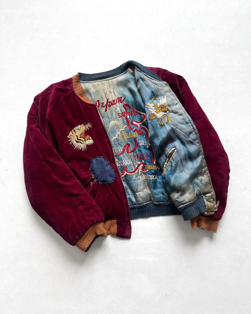 1950S MAROON BLUE JAPAN REVERSIBLE SUKAJAN (S/M)