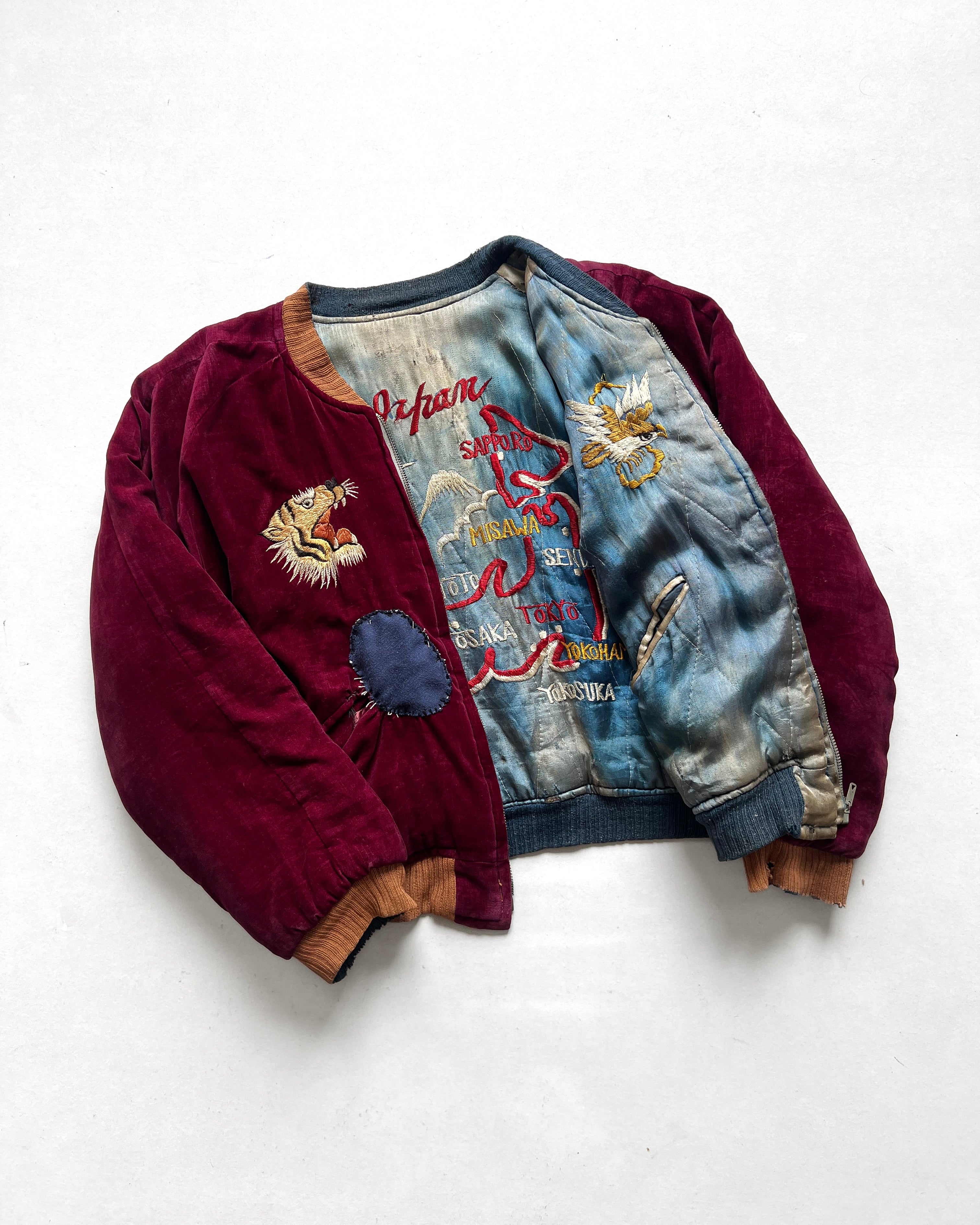1950S MAROON BLUE JAPAN REVERSIBLE SUKAJAN (S/M)