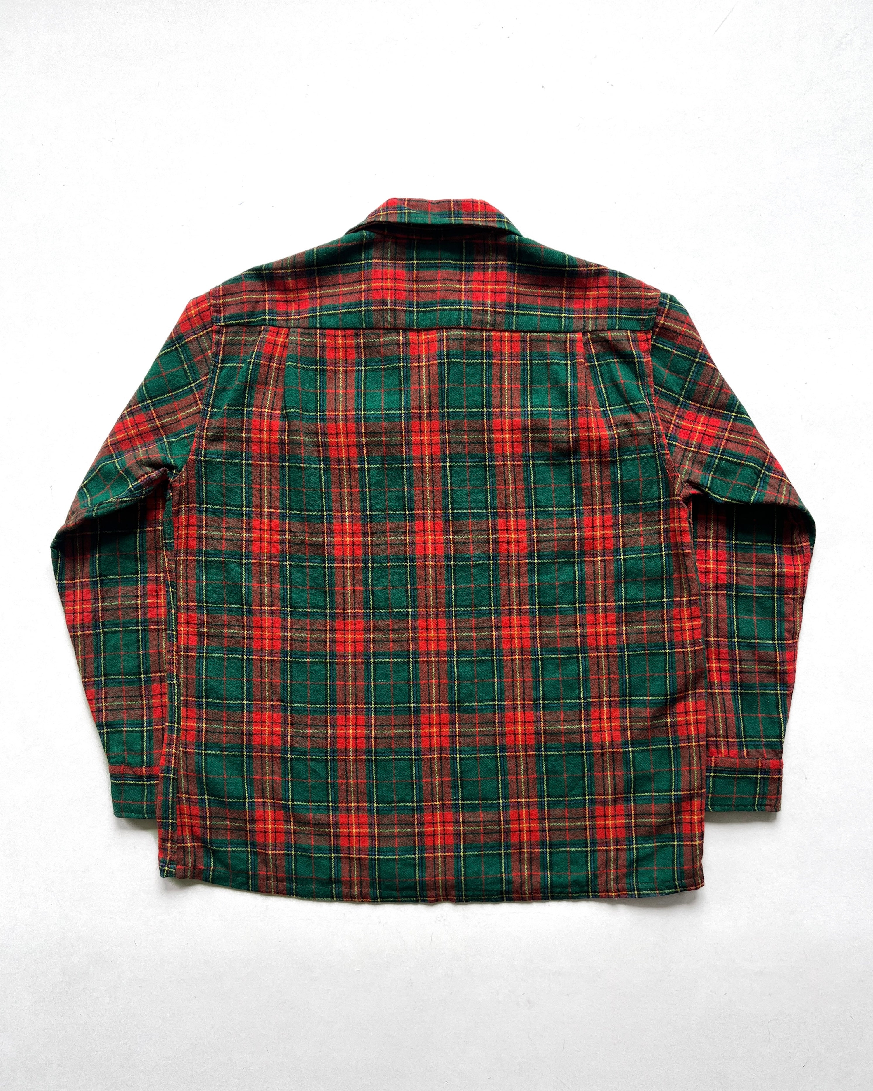 1970S JC PENNEY PLAID WOOL LOOP COLLAR SHIRT (L)