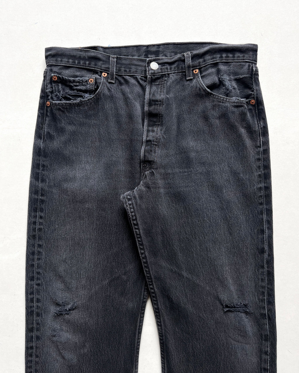 1990S FADED SUPER BLACK LEVI'S 501 JEANS (35)